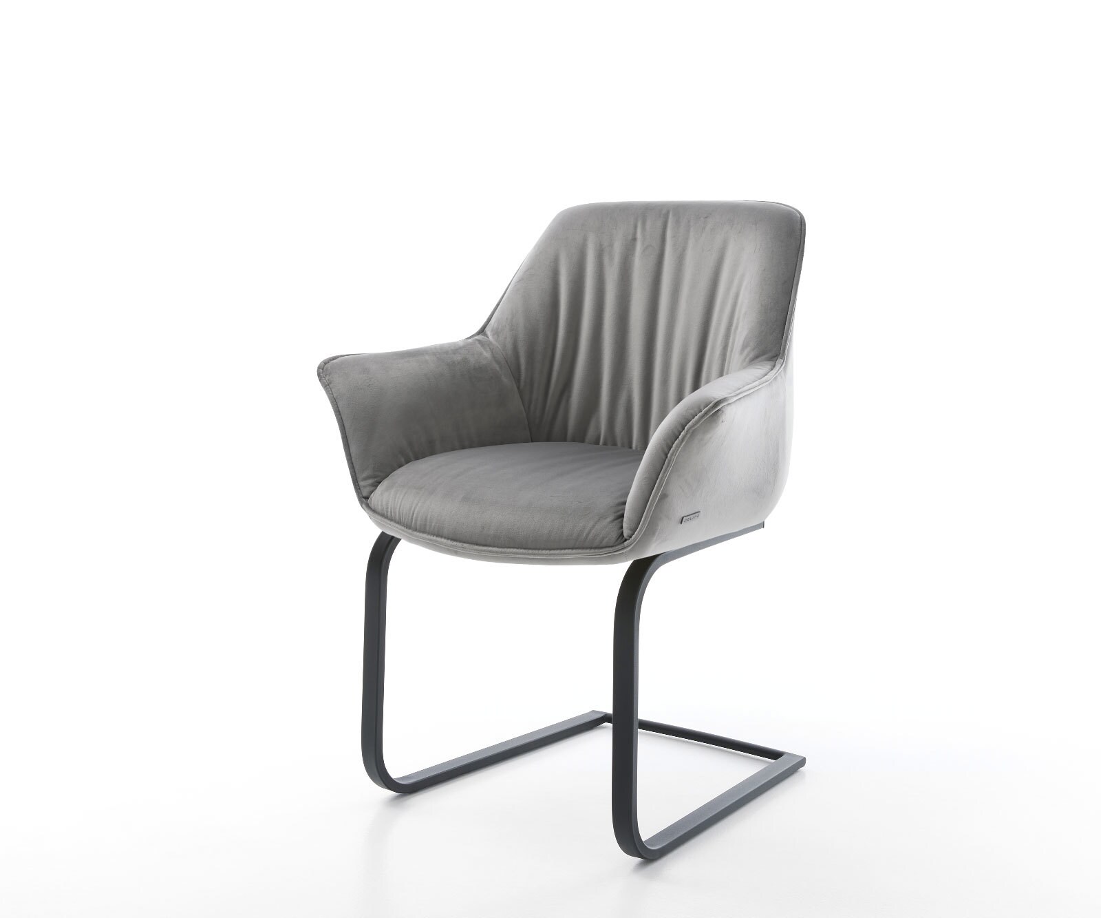 Люлеещ стол с подлакътници Кадифе Сив Конзолен крак плосък Черен Keila-Flex 1