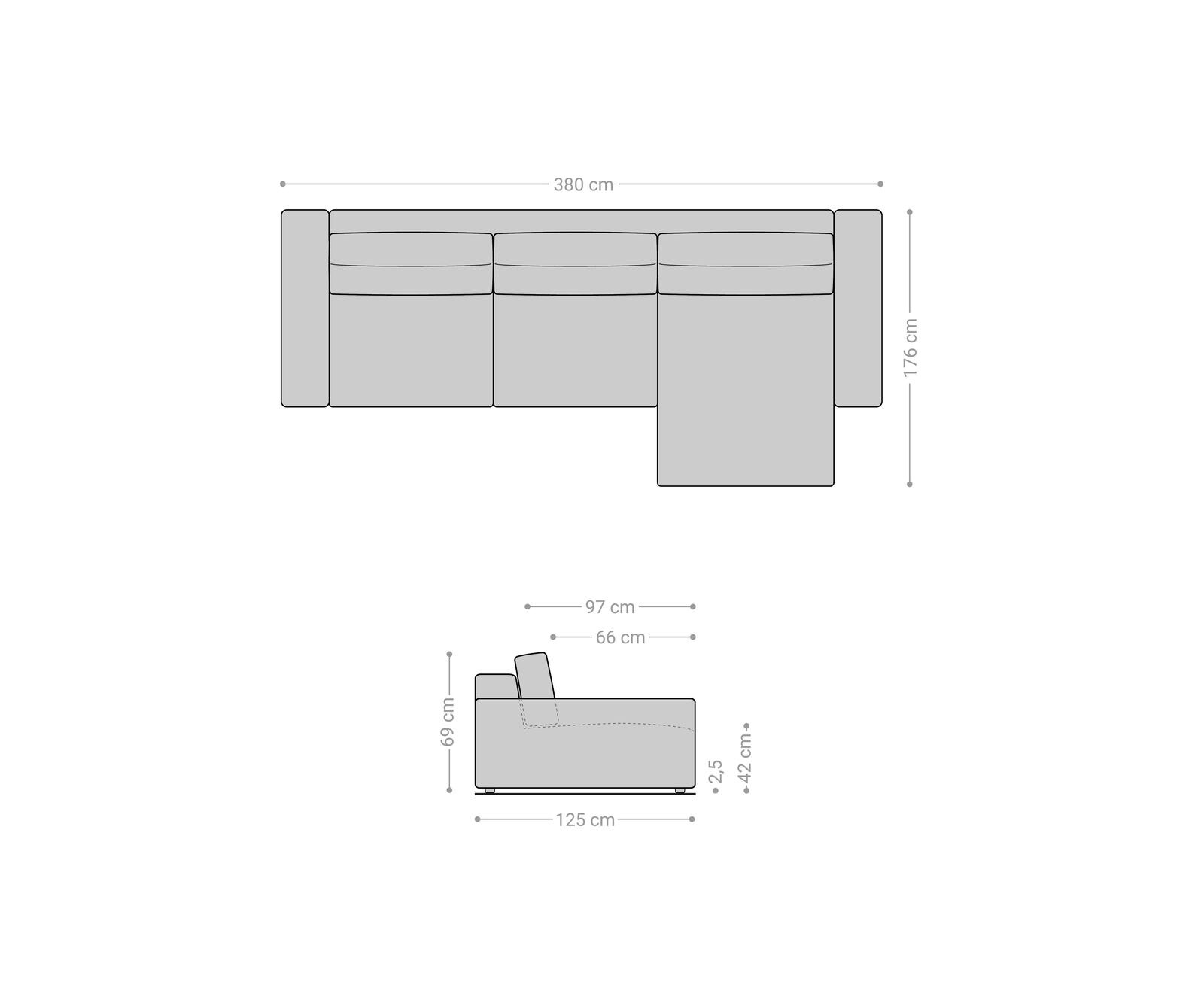 Ъглов диван XL 380x180 cm Микрофибър Черен Варианти лежанка Lanzo 6
