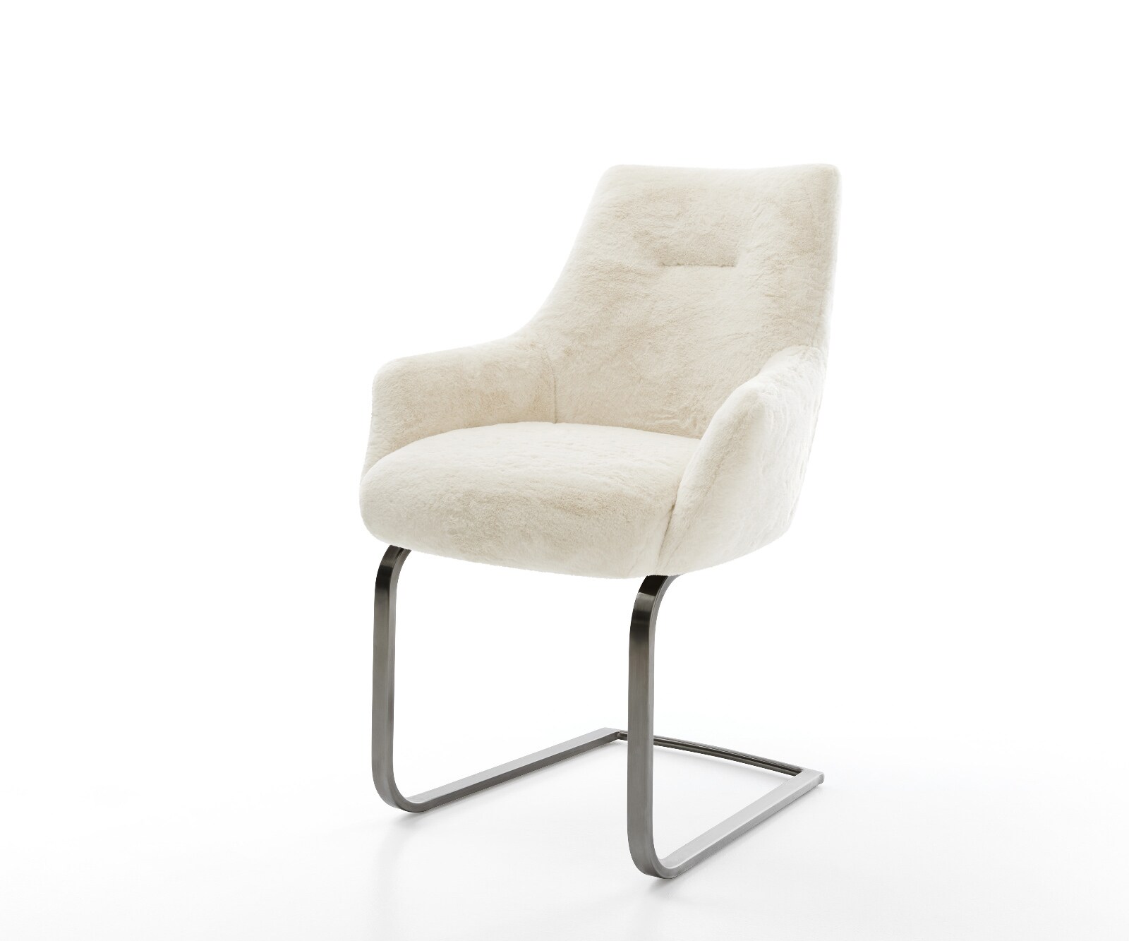 Стол с конзола Alja-Flex с подлакътници плюшен крем-бял Стол с конзола плосък графит с джобни пружини 1