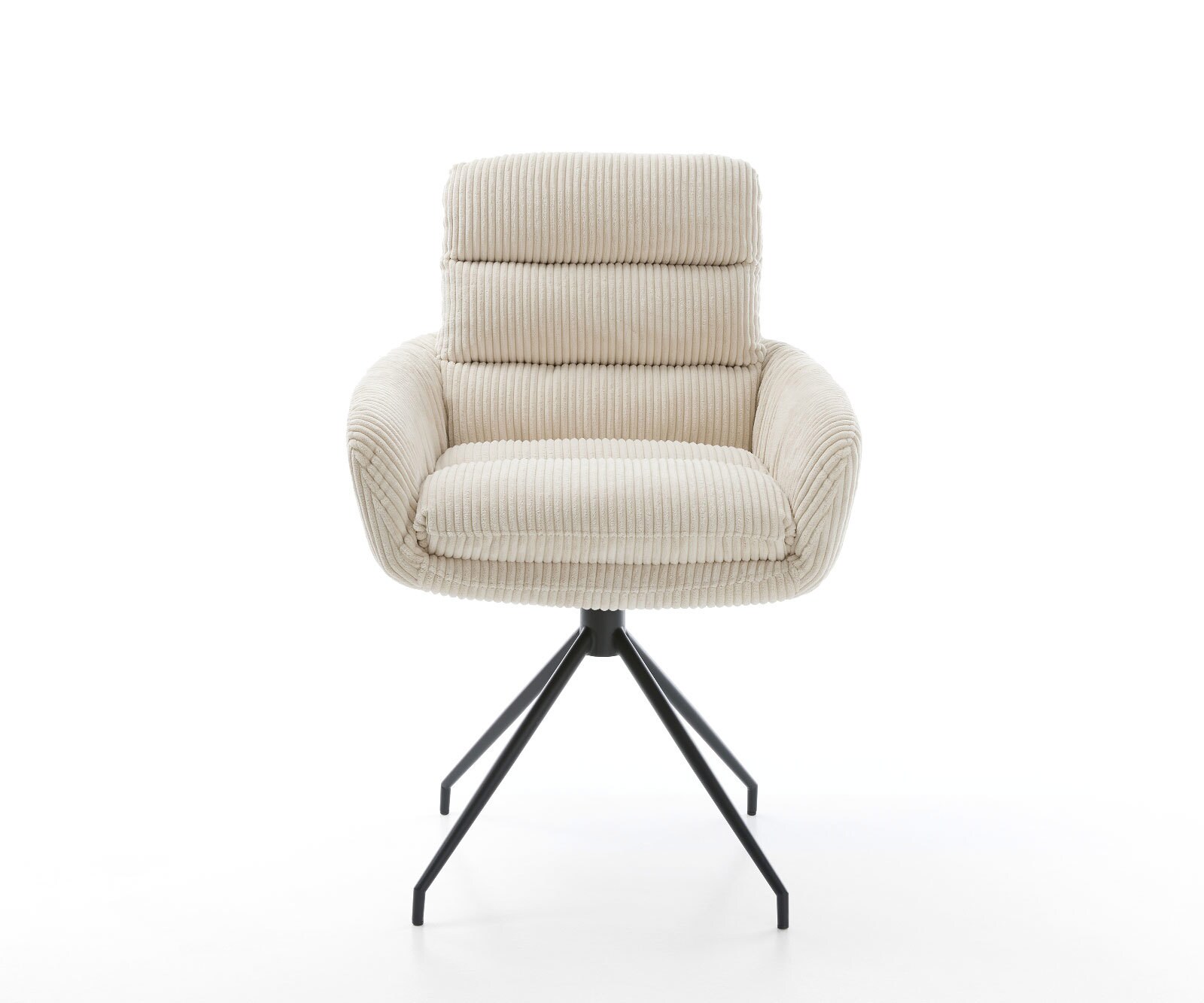 Врътящ се стол с подлакътници Корд Бежов Конус крак кръгъл Черен 180° въртящ се Abelia-Flex 2