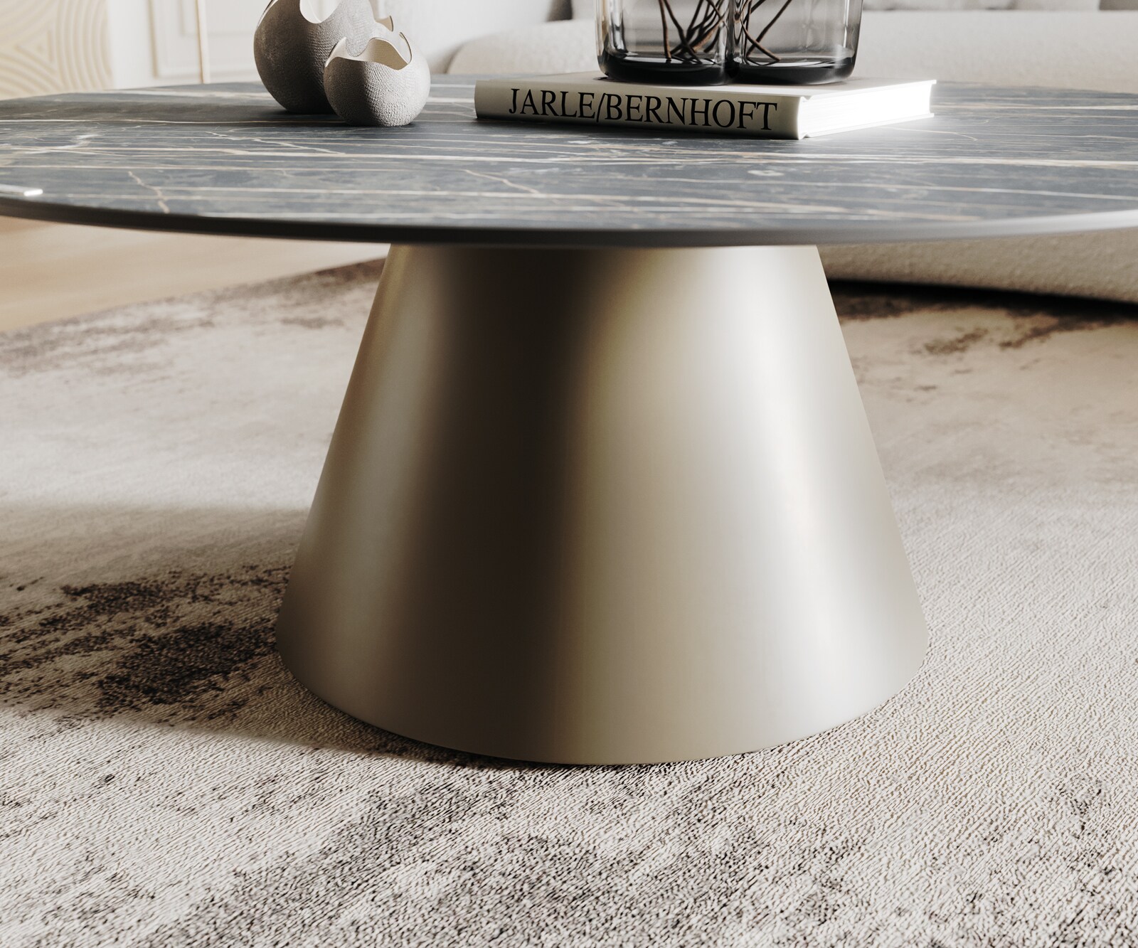 Холна маса 100x100 cm Керамика Laminam®Noir Desir Кафяв Основа Конична Ефектен финиш Titan Borna 4