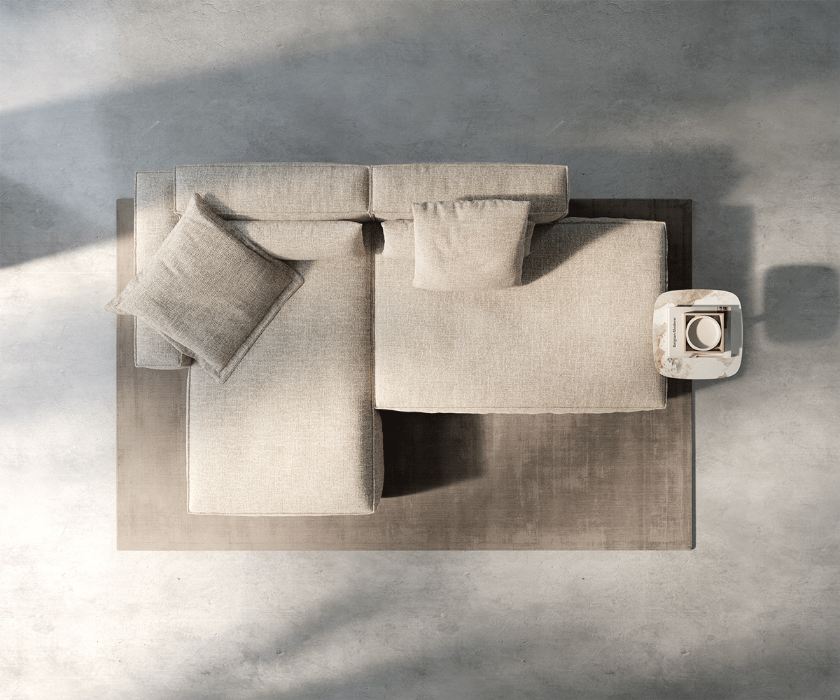 Ъглов диван Freestyle 310x200 cm тъкан мек бежов кант 6