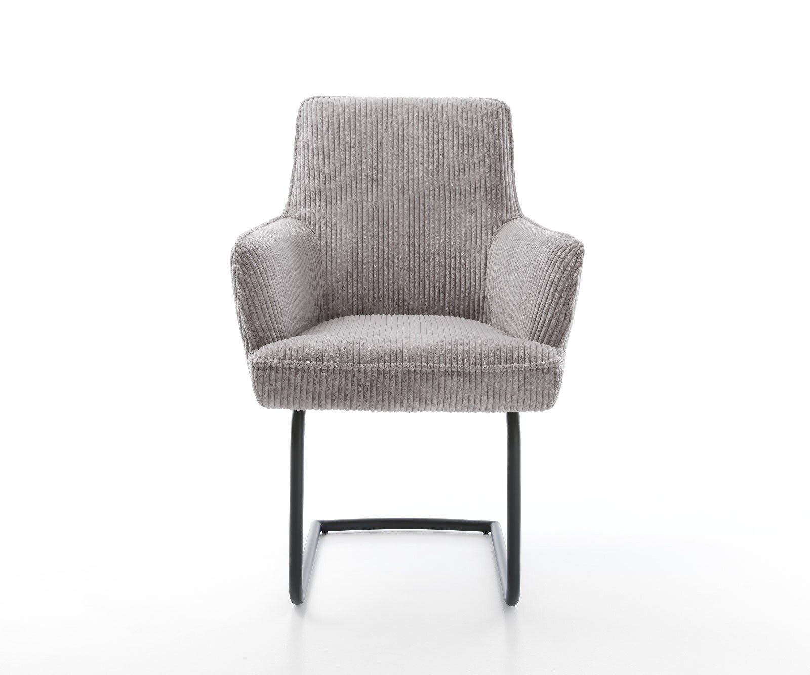 Люлеещ стол с подлакътници Корд Сребристо сив Конзолен крак кръгъл Черен Покет пружина Heira-Flex 2