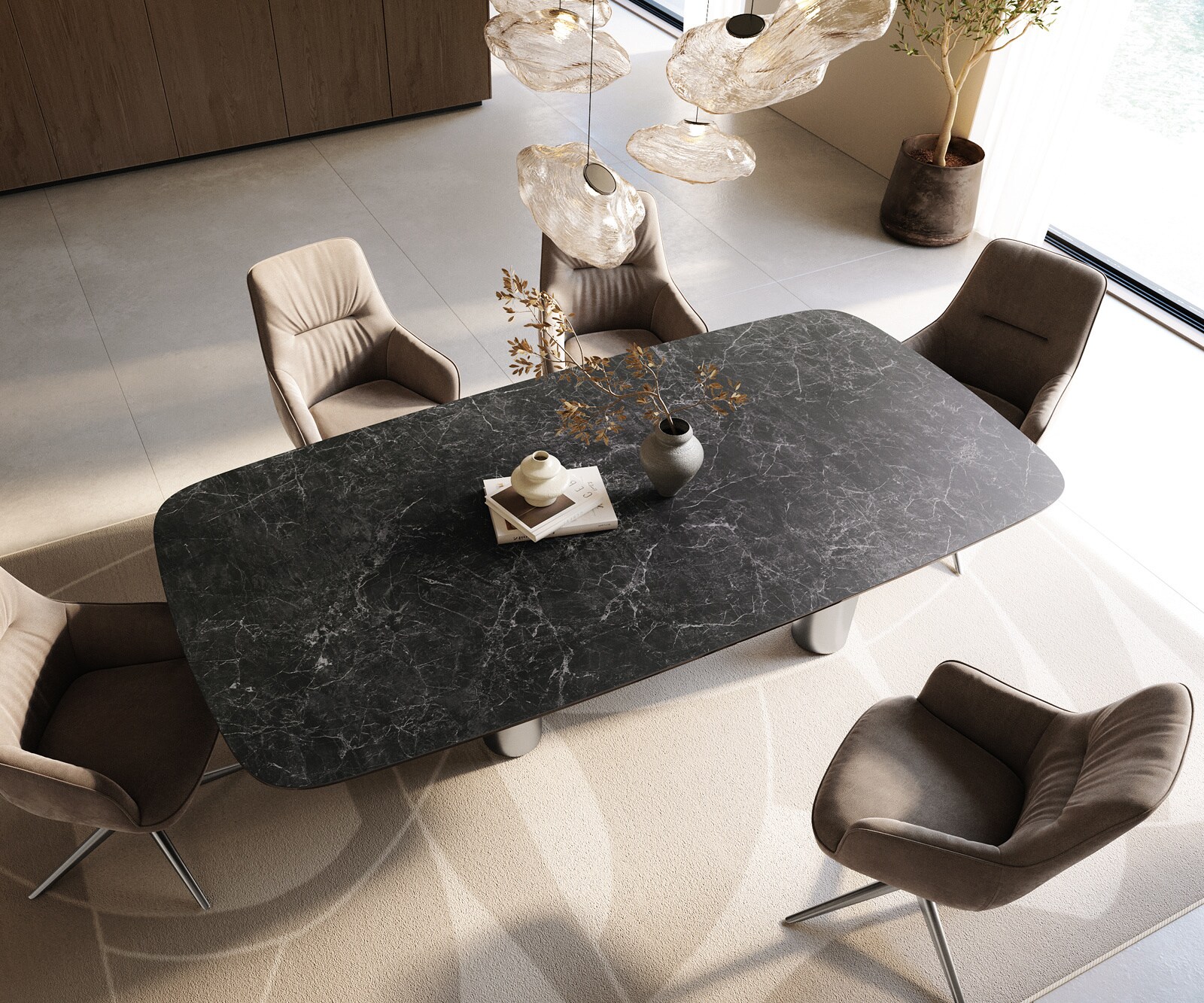 Трапезна маса Edge Boot 240x120 см, керамика Laminam „®“, „Nero Greco“, „Anthrazit“, крака от неръждаема стомана с матирана повърхност 4