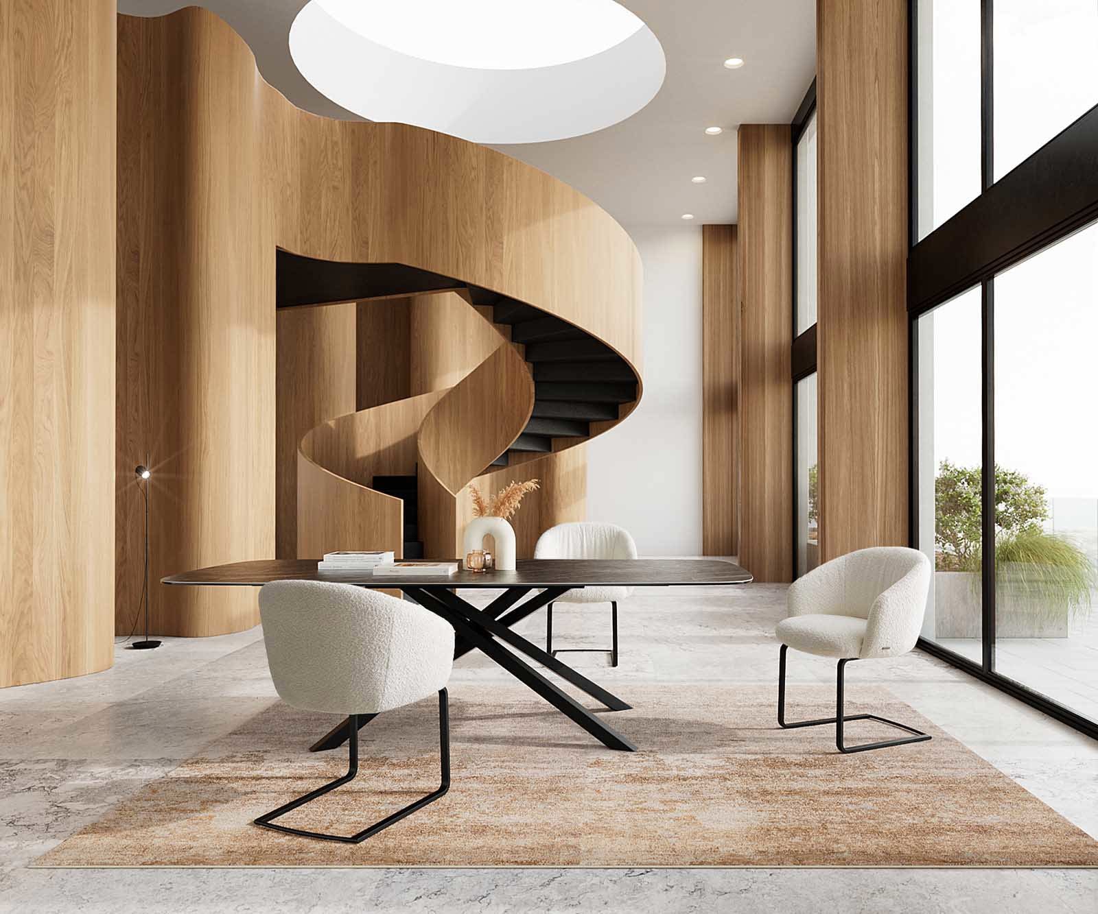 Люлеещ стол с подлакътници Букле Бял Конзолен крак плосък Черен Покет пружина Caja-Flex 5 Люлеещ стол с подлакътници Букле Бял Конзолен крак плосък Черен Покет пружина Caja-Flex 5