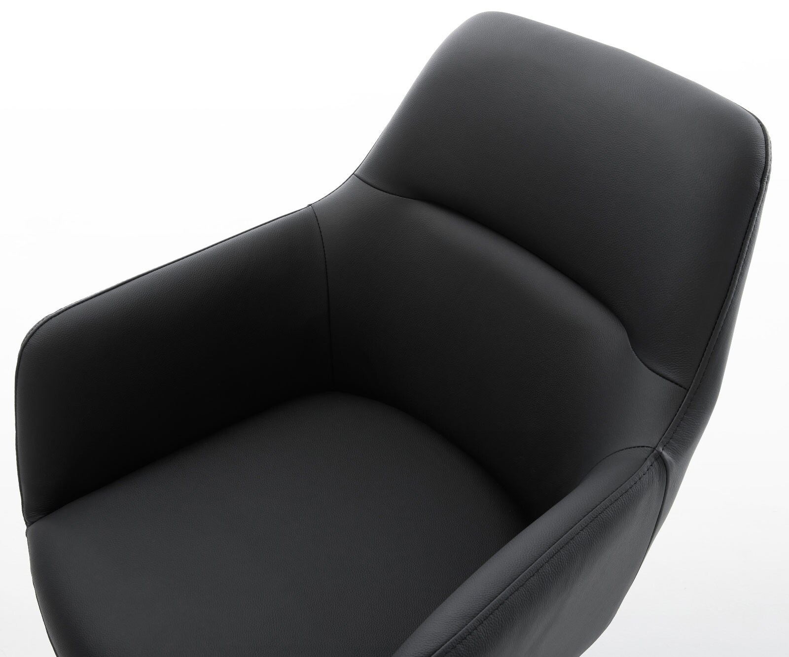 Въртящ се стол Pejo-Flex Естествена кожа Черна кръстосана рамка широка Неръждаема стомана Въртене на 360° Люлееща се функция Ядро от джобни пружини 3