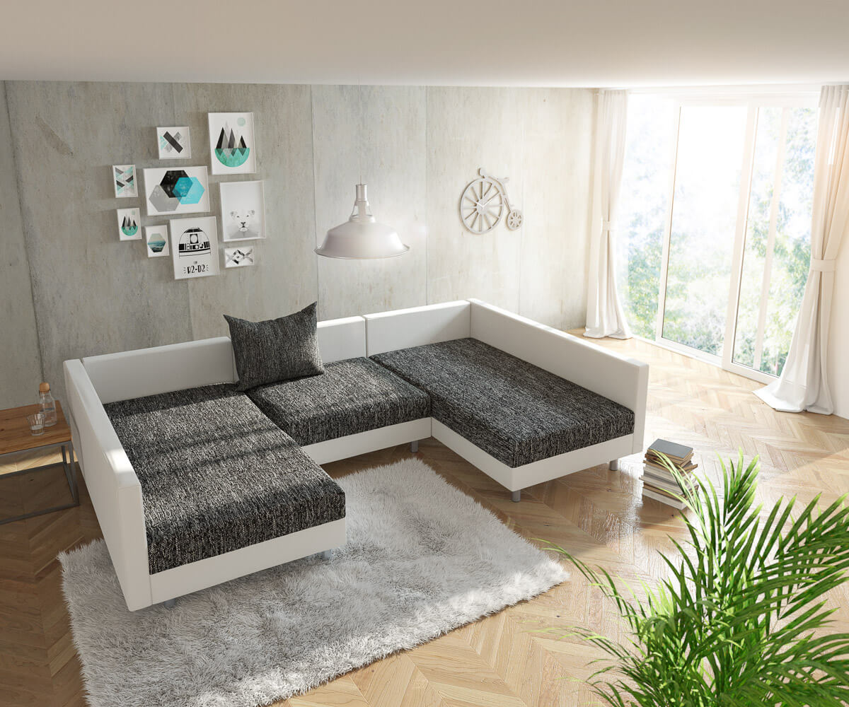 Жив пейзаж Светлосива модулна текстурирана тъкан Табуретка Clovis 3