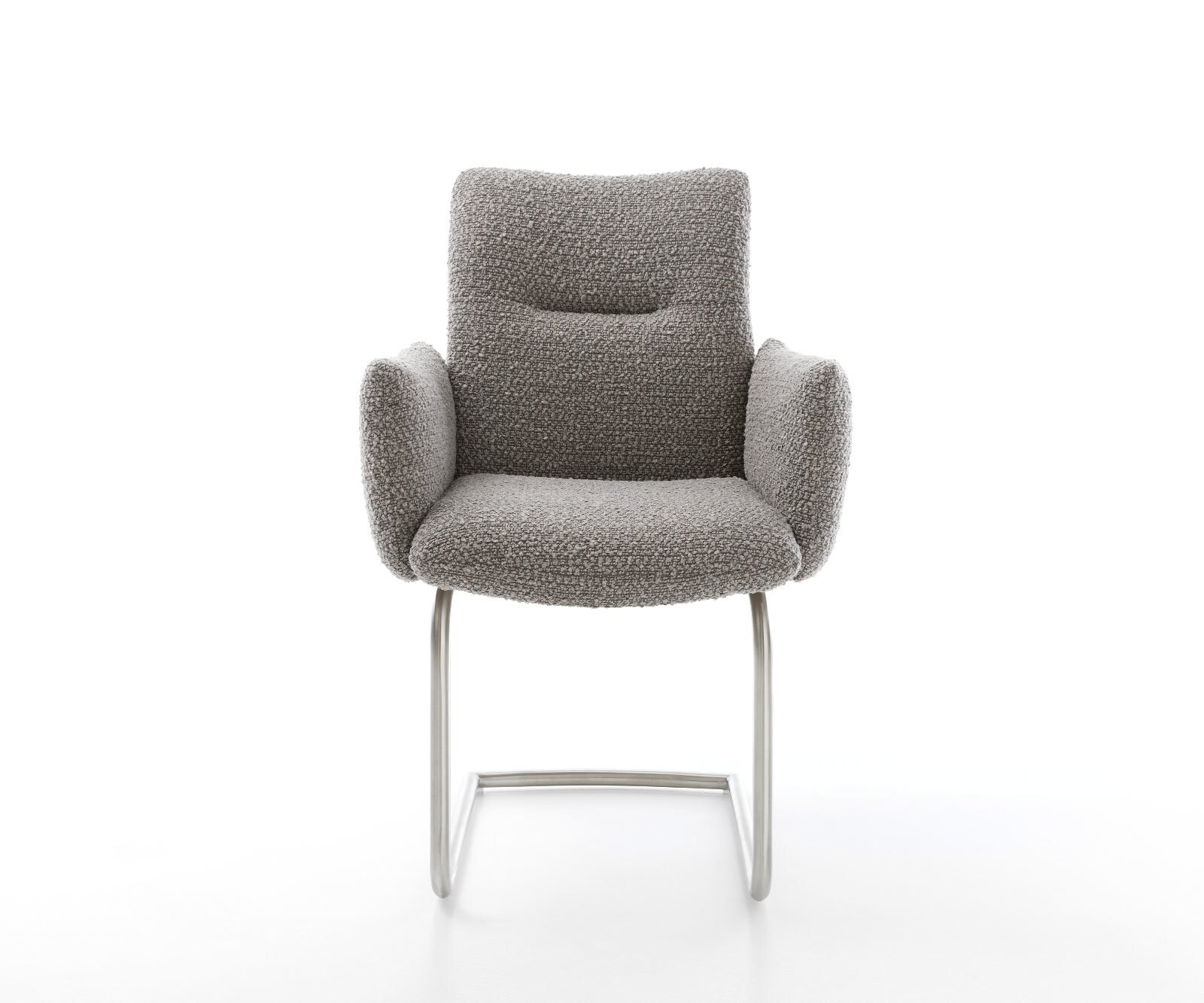 Люлеещ стол с подлакътници Букле Сребристо сив Конзолен крак кръгъл Неръждаема стомана Покет пружина Jova-Flex 2