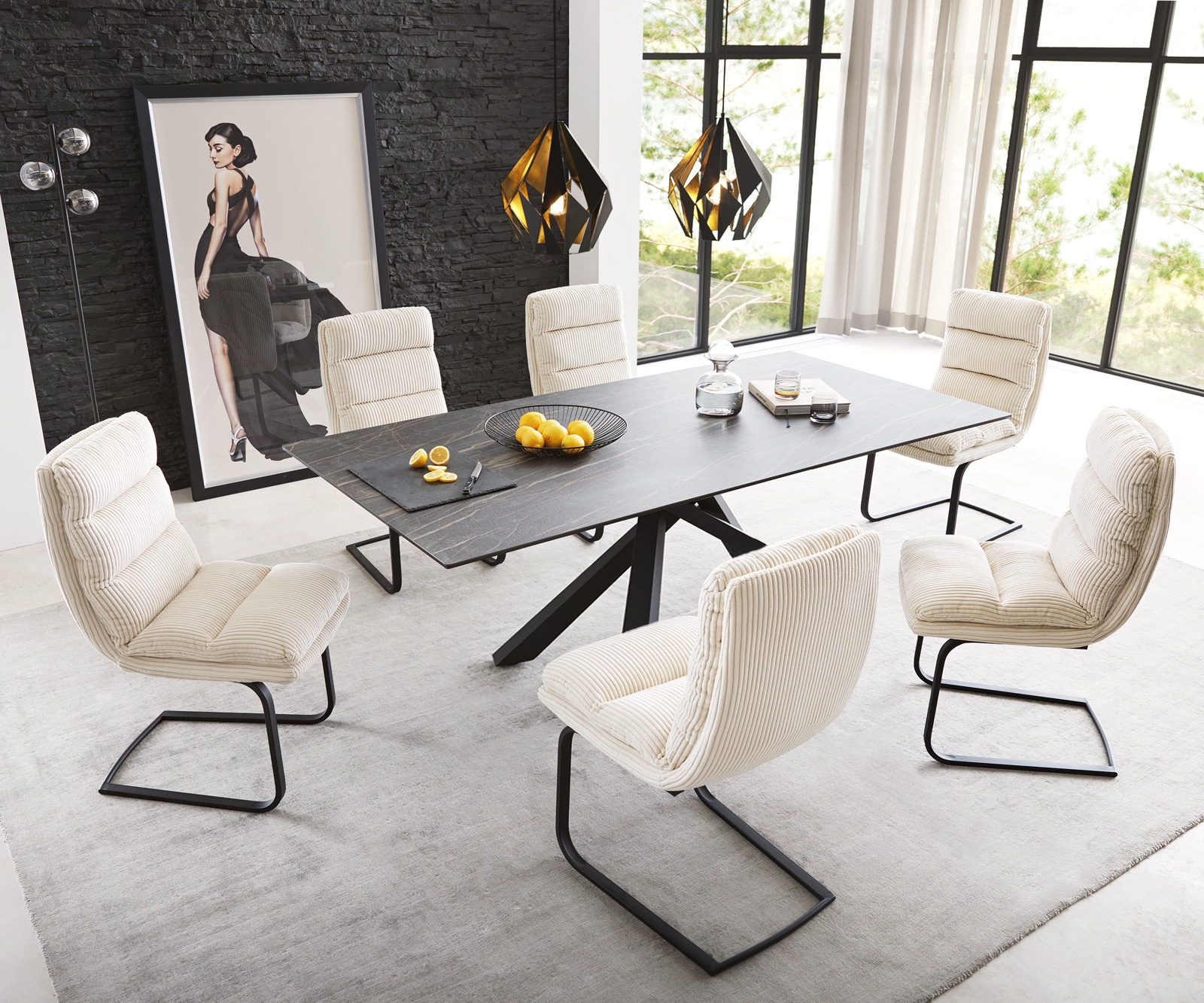 Маса 200x100cm Keramik Laminam®Noir Desir Кафяв среден крак Кръст Черен Edge 5 Маса 200x100cm Keramik Laminam®Noir Desir Кафяв среден крак Кръст Черен Edge 5