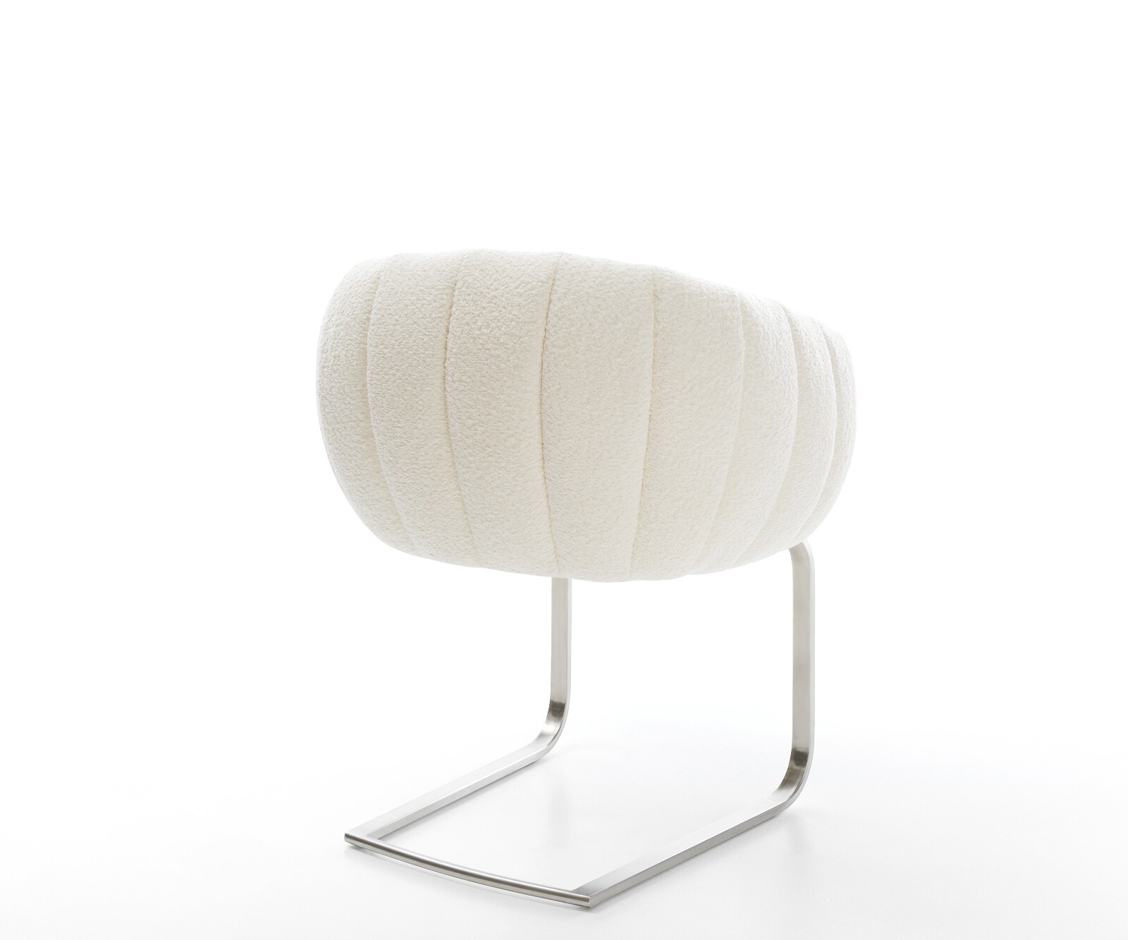 Конзолен стол Jada-Flex, Бяло букле, Конзолен стол с плоска сърцевина от джобни пружини от неръждаема стомана 5