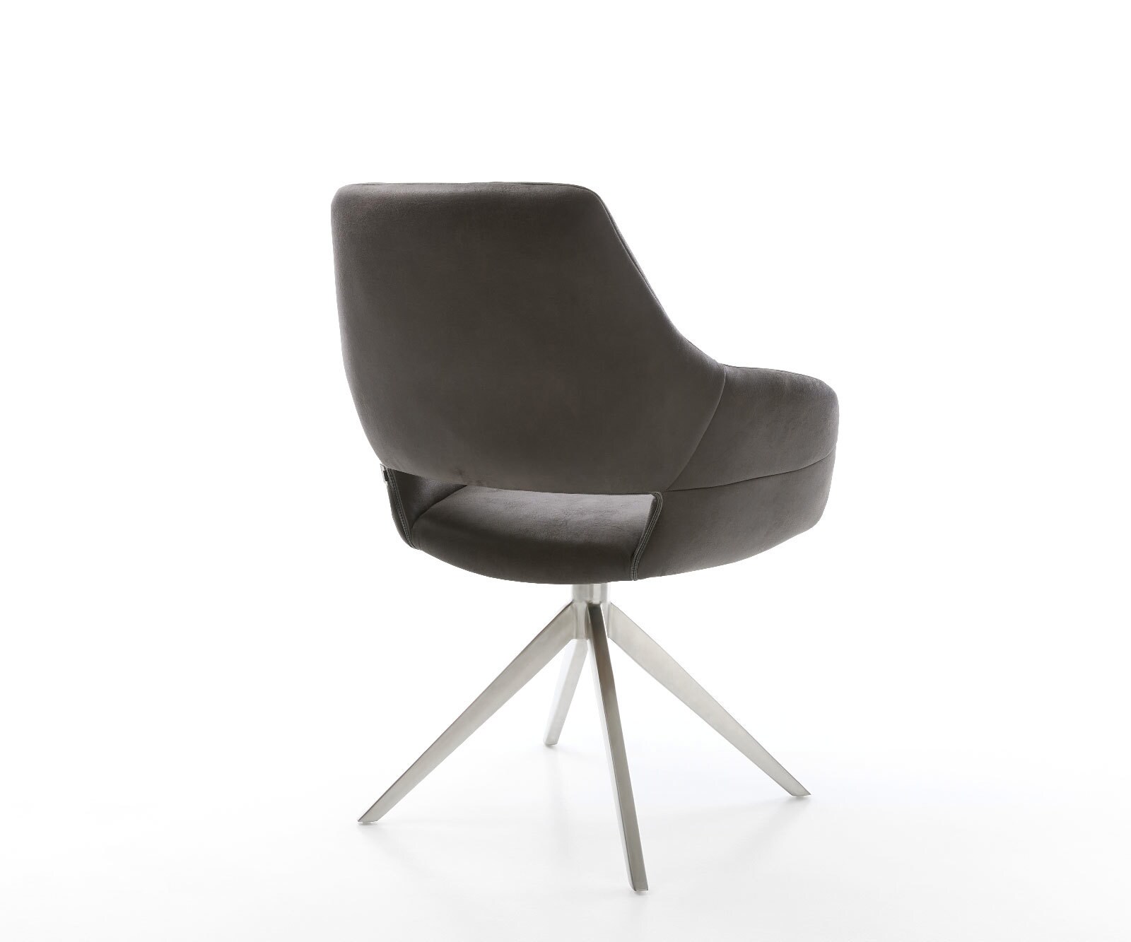 Въртящ се стол Yago-Flex с подлакътници Микрофибър антрацит винтидж Кръстосана рамка широка Неръждаема стомана Въртене на 360° Люлееща се функция Ядро от джобни пружини 4