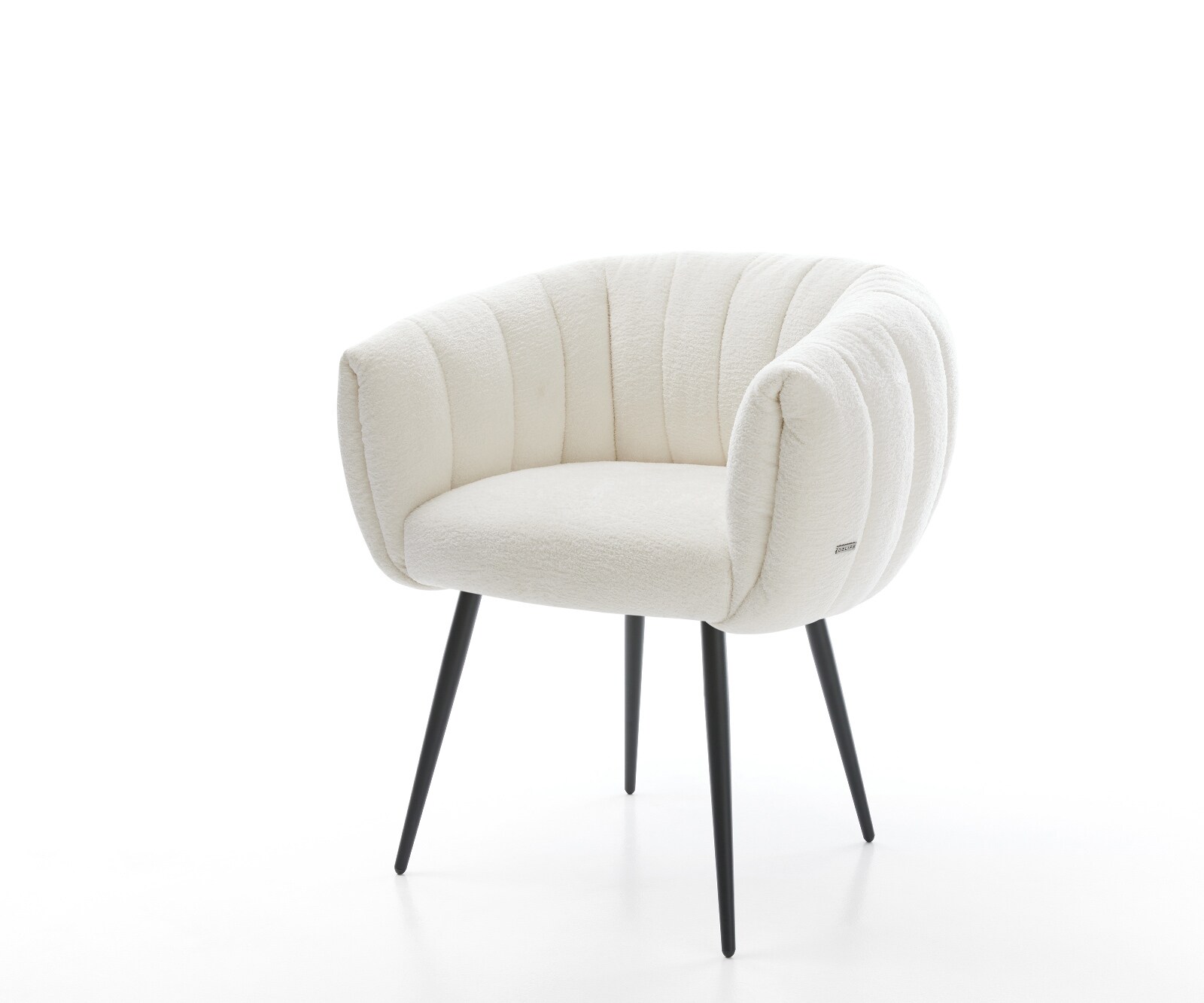 Трапезен стол Jada-Flex Букле, Soft Beige 4-крака с конусовидна сърцевина от черни джобни пружини 1