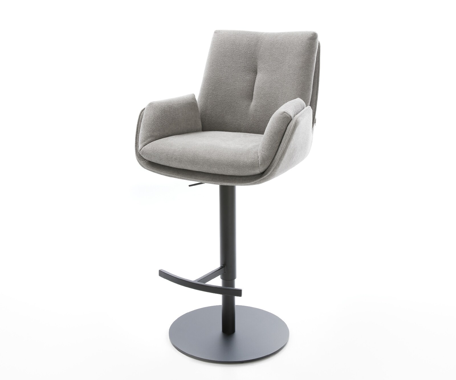 Бар стол Clea-Flex текстурирана тъкан меко сиво въртяща се основа регулируема по височина метална въртяща се