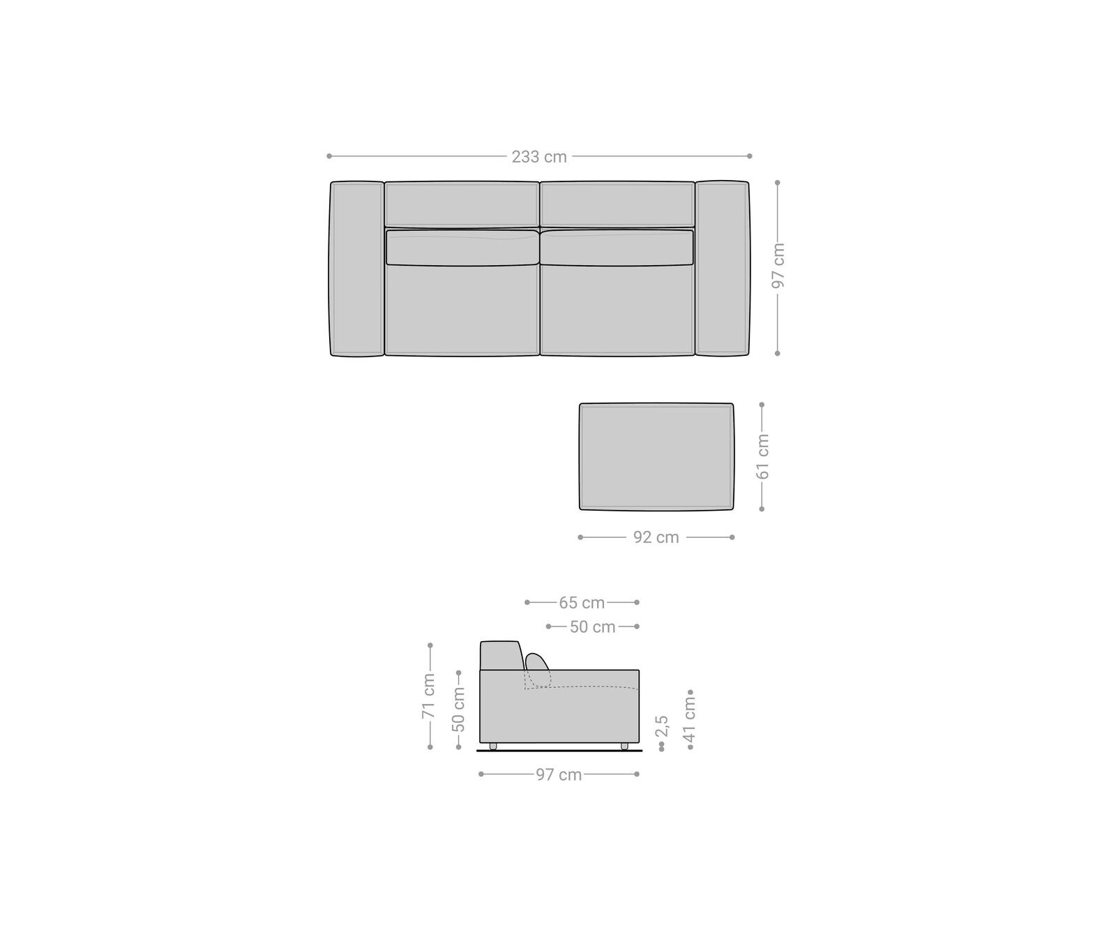 Голям диван L 260x110 cm Микрофибър КакиКафяв с табуретка Sirpio 7