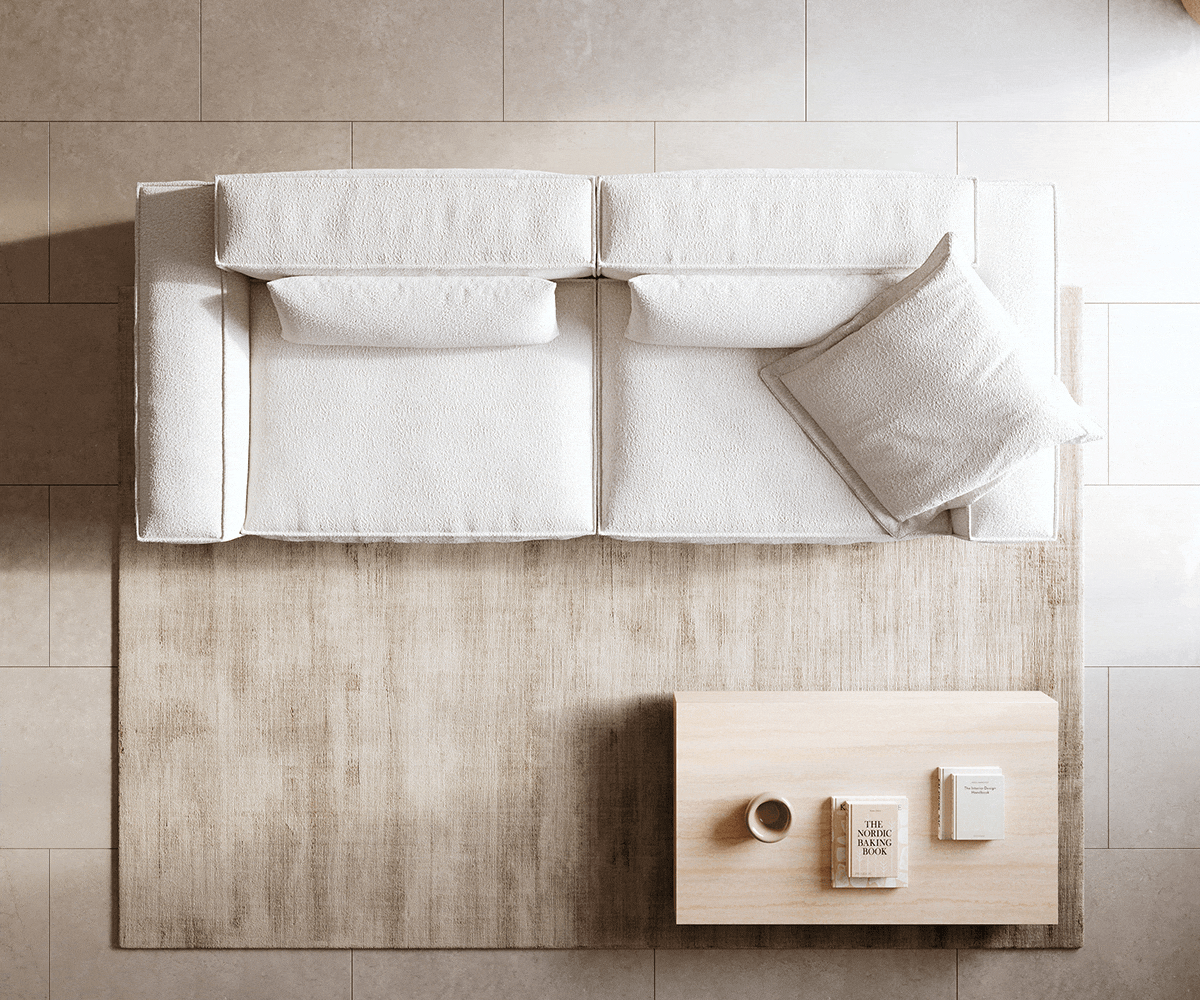 Голям диван Freestyle 280x110 cm Bouclé кремаво-бял шев 5