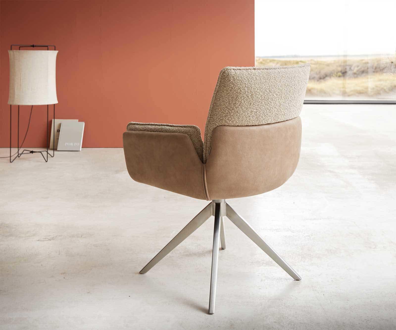 Въртящ се стол Nela-Flex материал микс Кръстосана рамка широка неръждаема стомана 360° въртящ се 4 Въртящ се стол Nela-Flex материал микс Кръстосана рамка широка неръждаема стомана 360° въртящ се 4