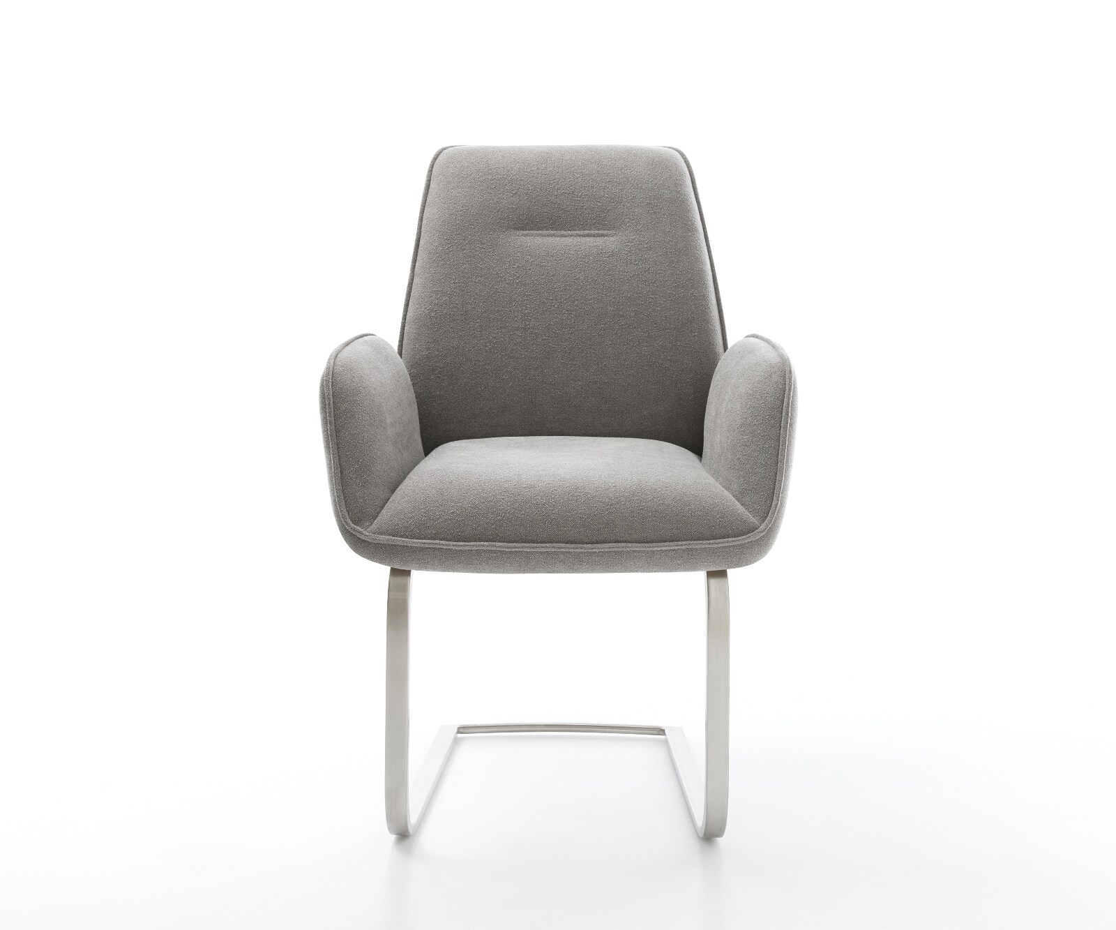 Конзолен стол Zoa-Flex текстурирана тъкан меко сиво конзолен стол плоска сърцевина от джобни пружини от неръждаема стомана 2