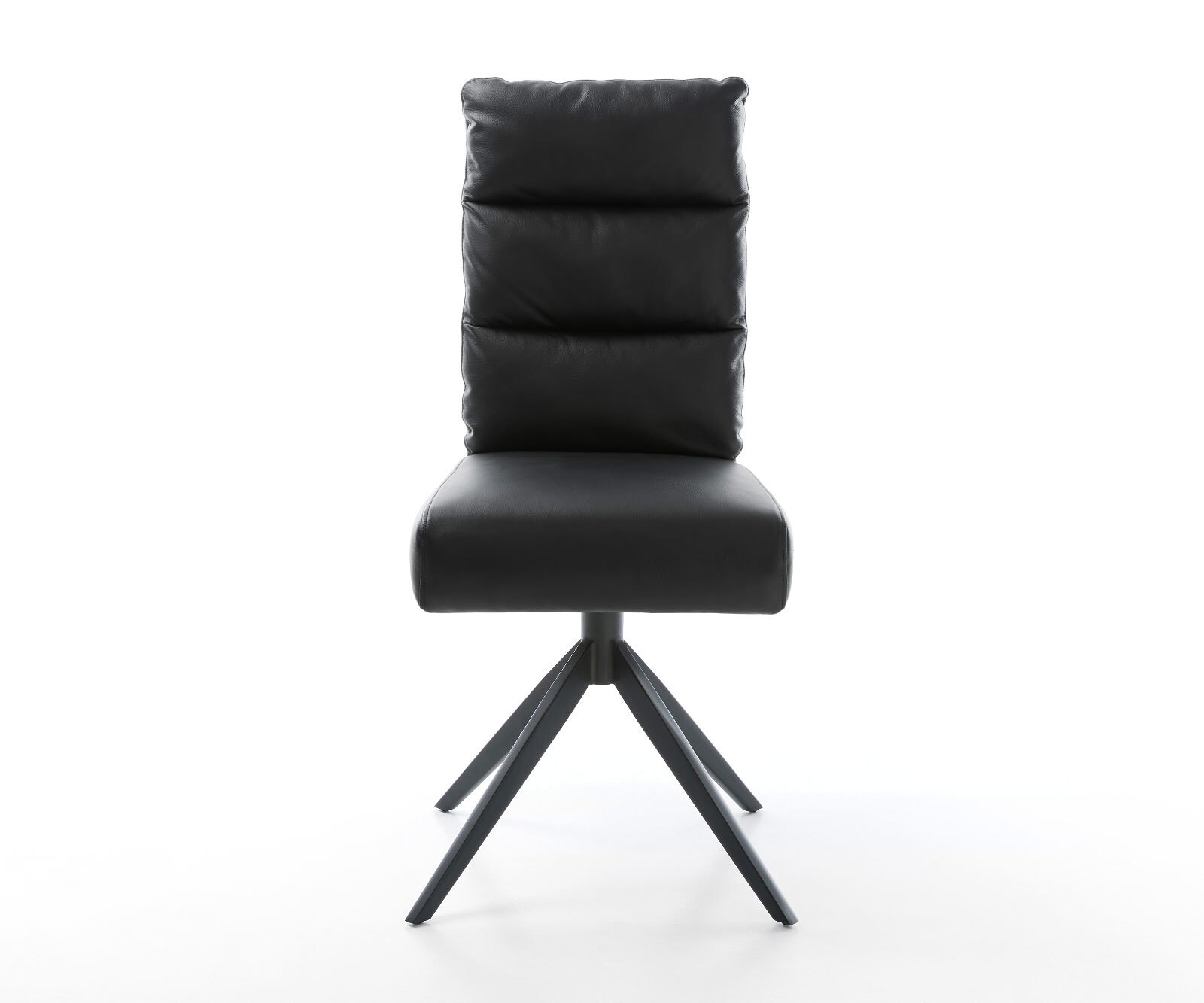 Въртящ се стол Pela-Flex Естествена кожа Черно Кръстосана рамка широка Черно Завъртане на 360° Люлееща се функция Ядро от джобни пружини 1