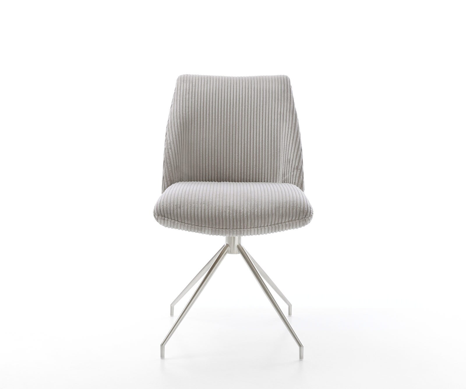 Врътящ се стол Корд СребристСив Конус крак кръгъл Неръждаема стомана 180° въртящ се Покет пружина Elso-Flex 2