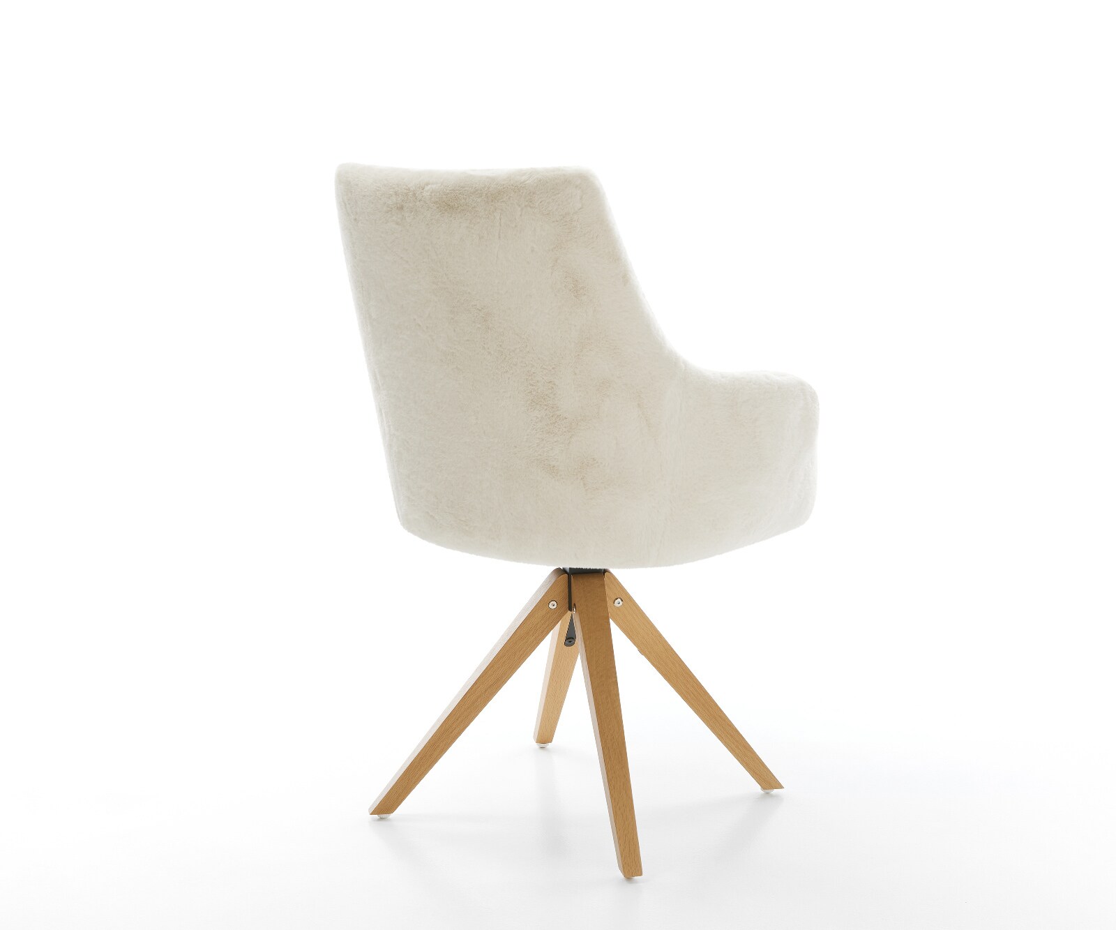 Въртящ се стол Alja-Flex с подлакътници плюшена кремаво-бяла дървена рамка ъглова естествена 180° въртяща се сърцевина с джобни пружини 5