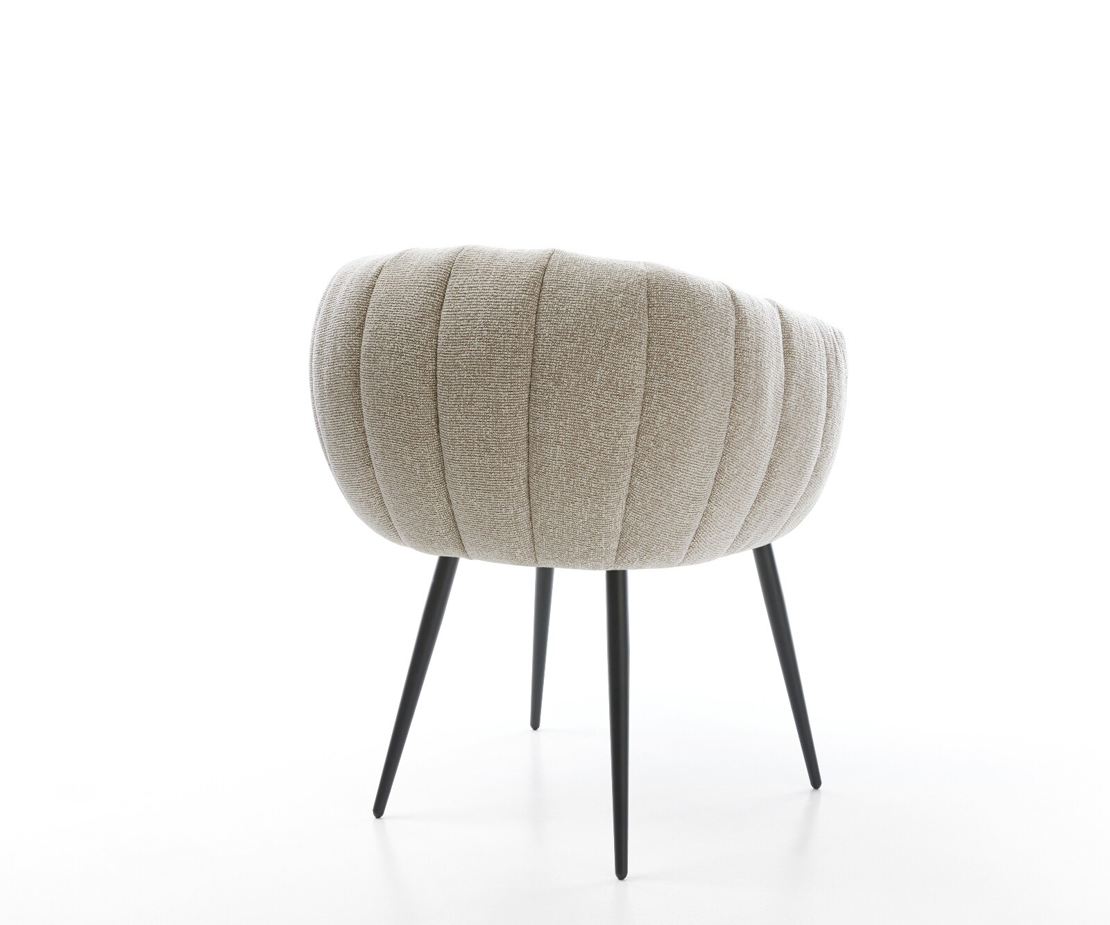 Трапезен стол Jada-Flex, мек бежов плат, 4-крака конусовидна сърцевина с черни джобни пружини 4