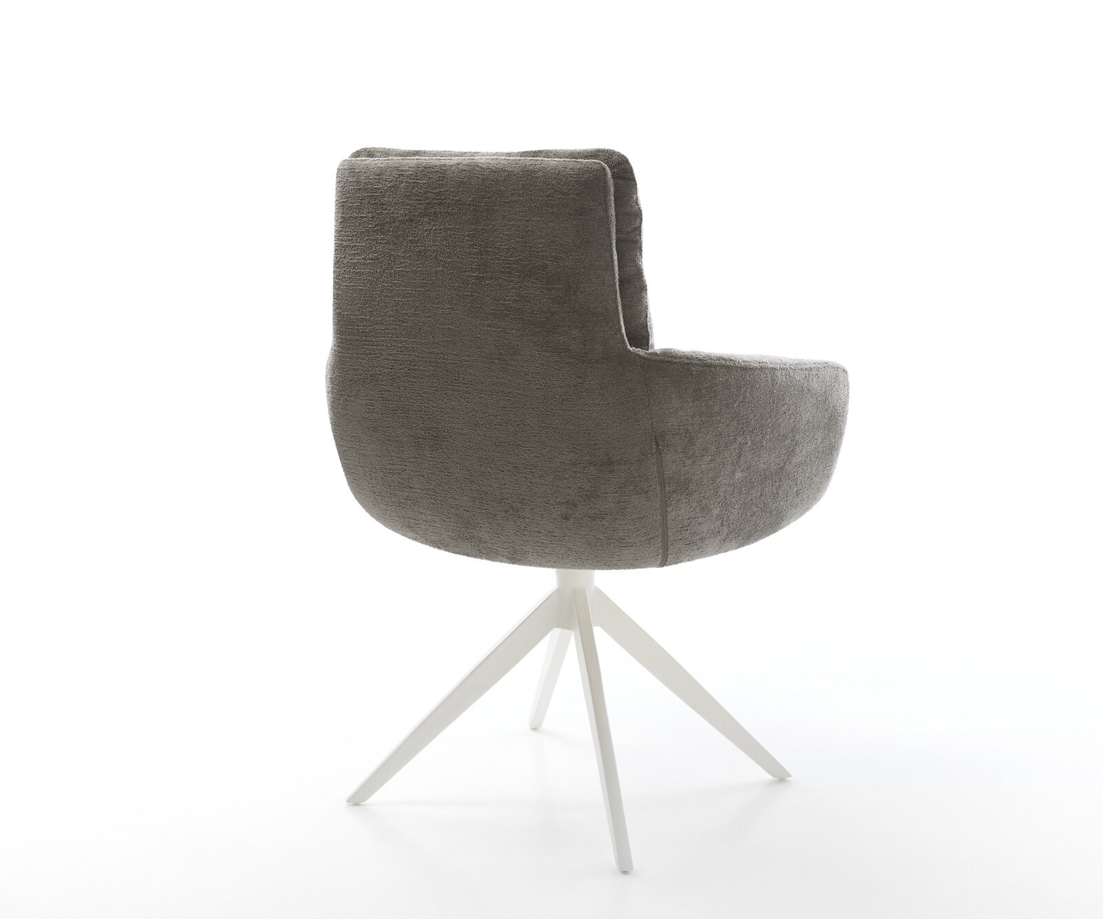 Въртящ се стол Abelia-Flex с подлакътници Bouclé Soft Mud Кръстосана основа широка Бяла 360° въртене Люлееща се функция 5