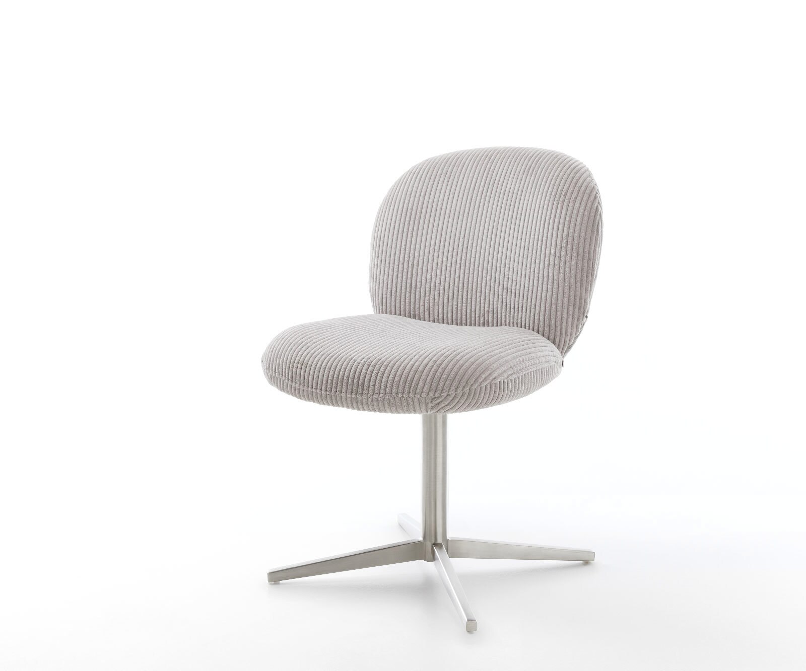 Врътящ се стол Корд СребристСив Офис основа Неръждаема стомана 360° въртящ се Покет пружина Nube-Flex 1