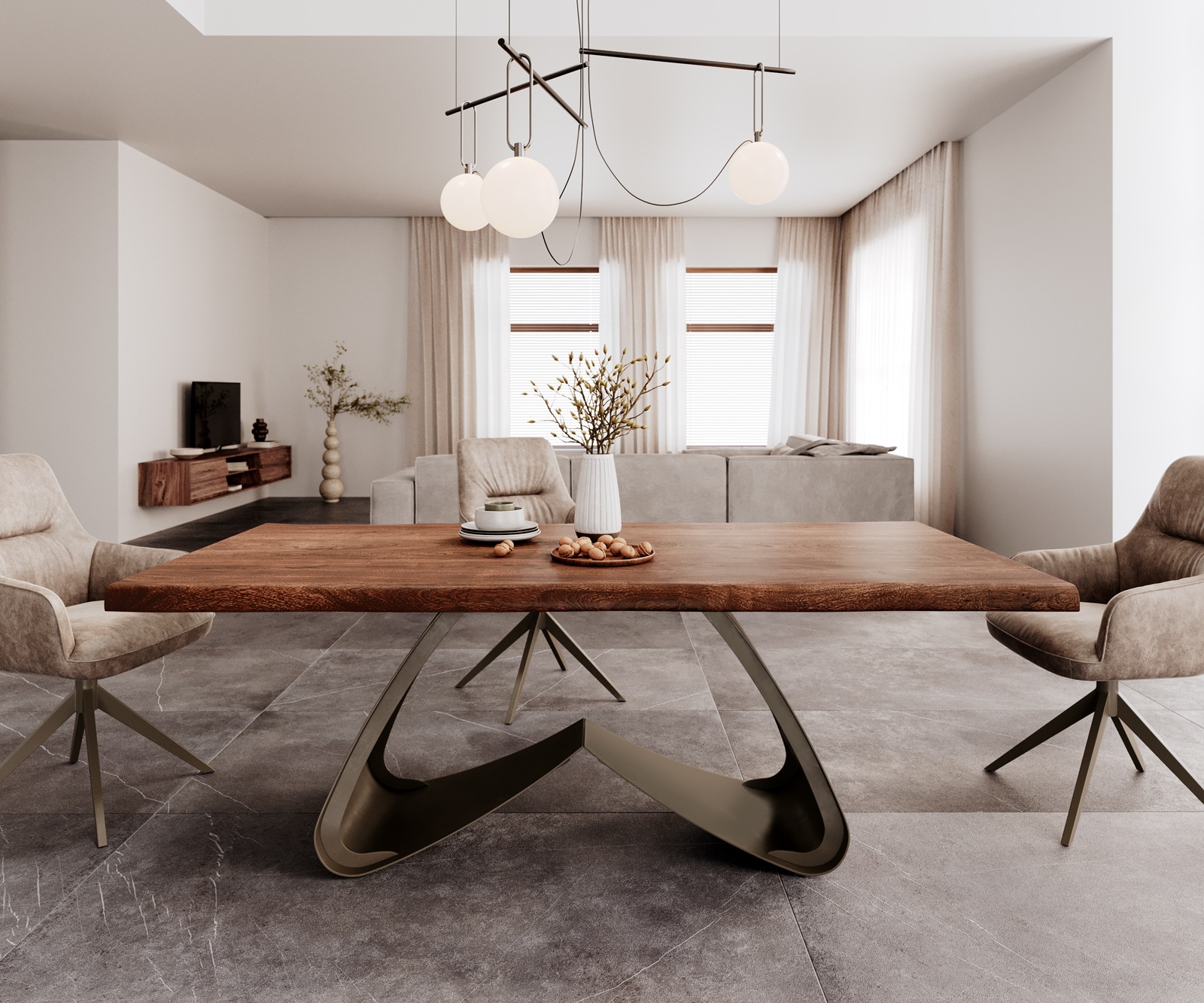 W-рамка с метален ефект с покритие от титан за плотове на маси от 200 cm 1 W-рамка с метален ефект с покритие от титан за плотове на маси от 200 cm 1