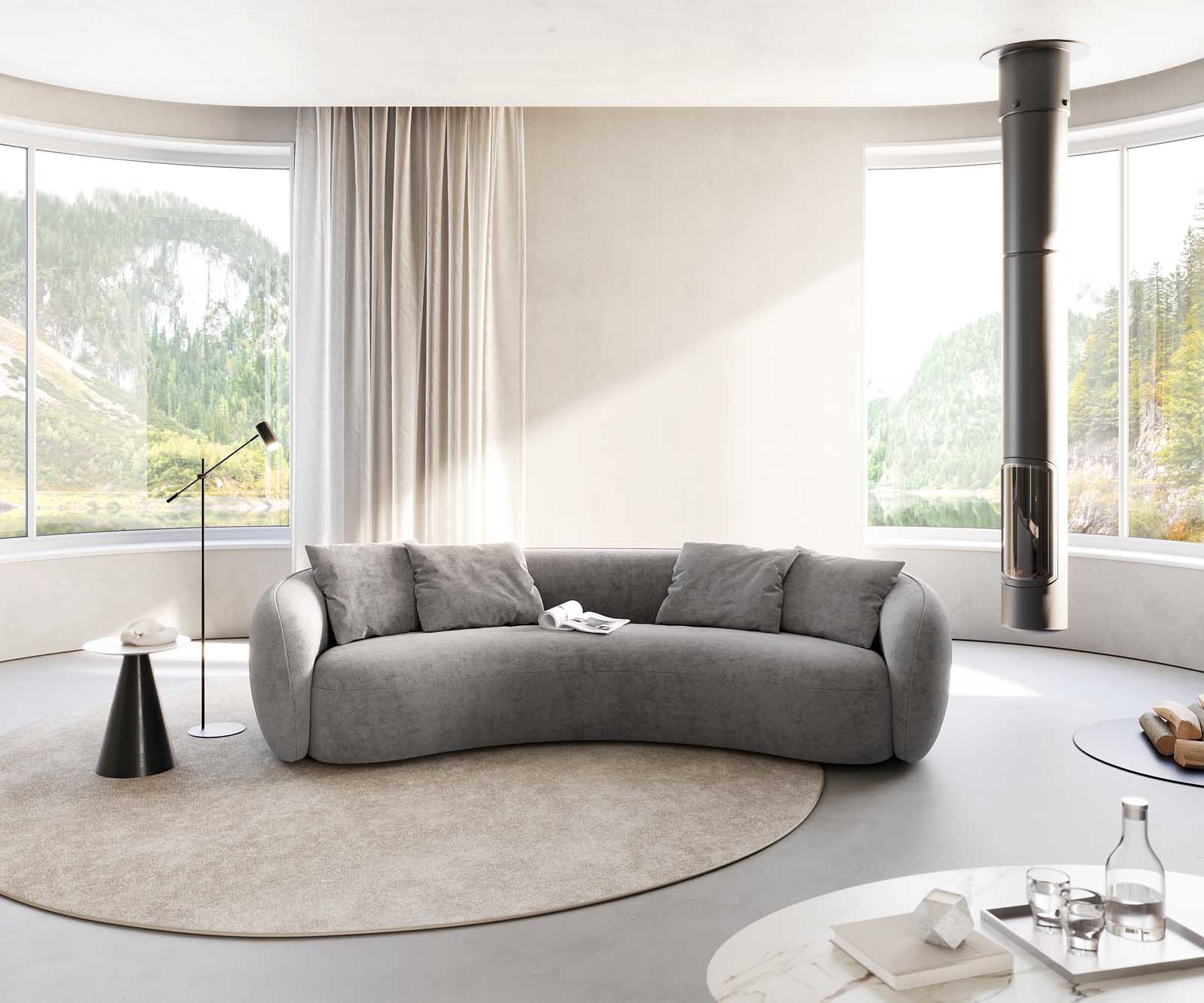 3-местен стол Larna 260x120 cm микрофибър сив 1