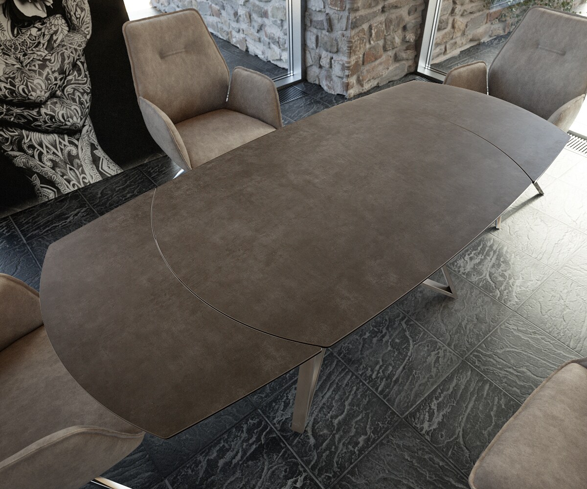 Маса 130/200x95 cm Keramik Кафяв Неръждаема стомана разтегателна Carlow 4 Маса 130/200x95 cm Keramik Кафяв Неръждаема стомана разтегателна Carlow 4