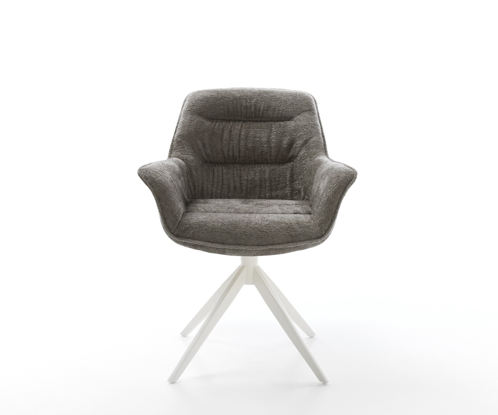 Въртящ се стол Kaira-Flex Bouclé Soft Mud Кръстосана рамка широка Бяла 360° въртяща се люлееща се функция 2