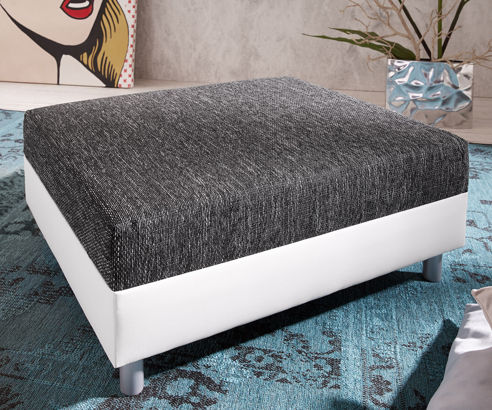 Табуретка B98 x T83 Бял Черен Модулен Дамаска Clovis