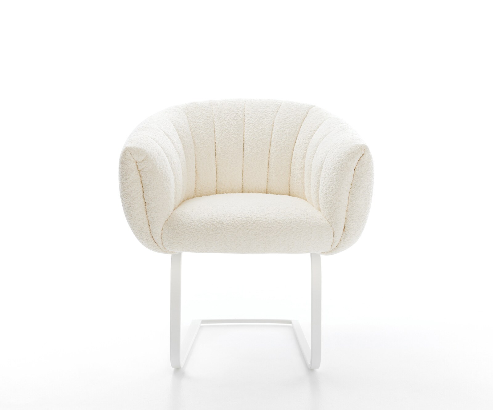 Конзолен стол Jada-Flex, Бяло букле, Стол с конзола Flat White Ядро от джобни пружини 2