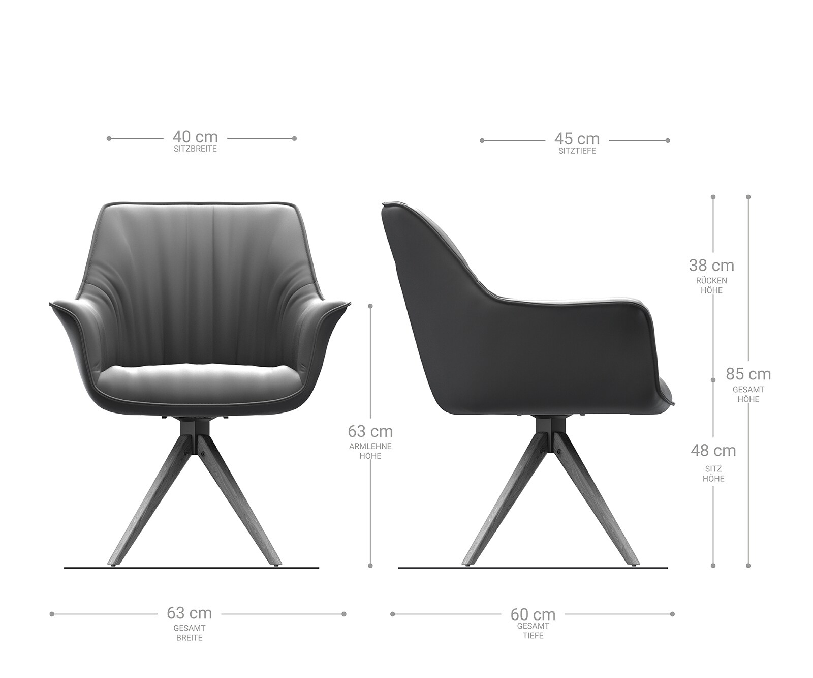 Врътящ се стол с подлакътници Антрацит Винтидж Дървена рамка  180° въртящ се Keila-Flex 1 Врътящ се стол с подлакътници Антрацит Винтидж Дървена рамка  180° въртящ се Keila-Flex 1
