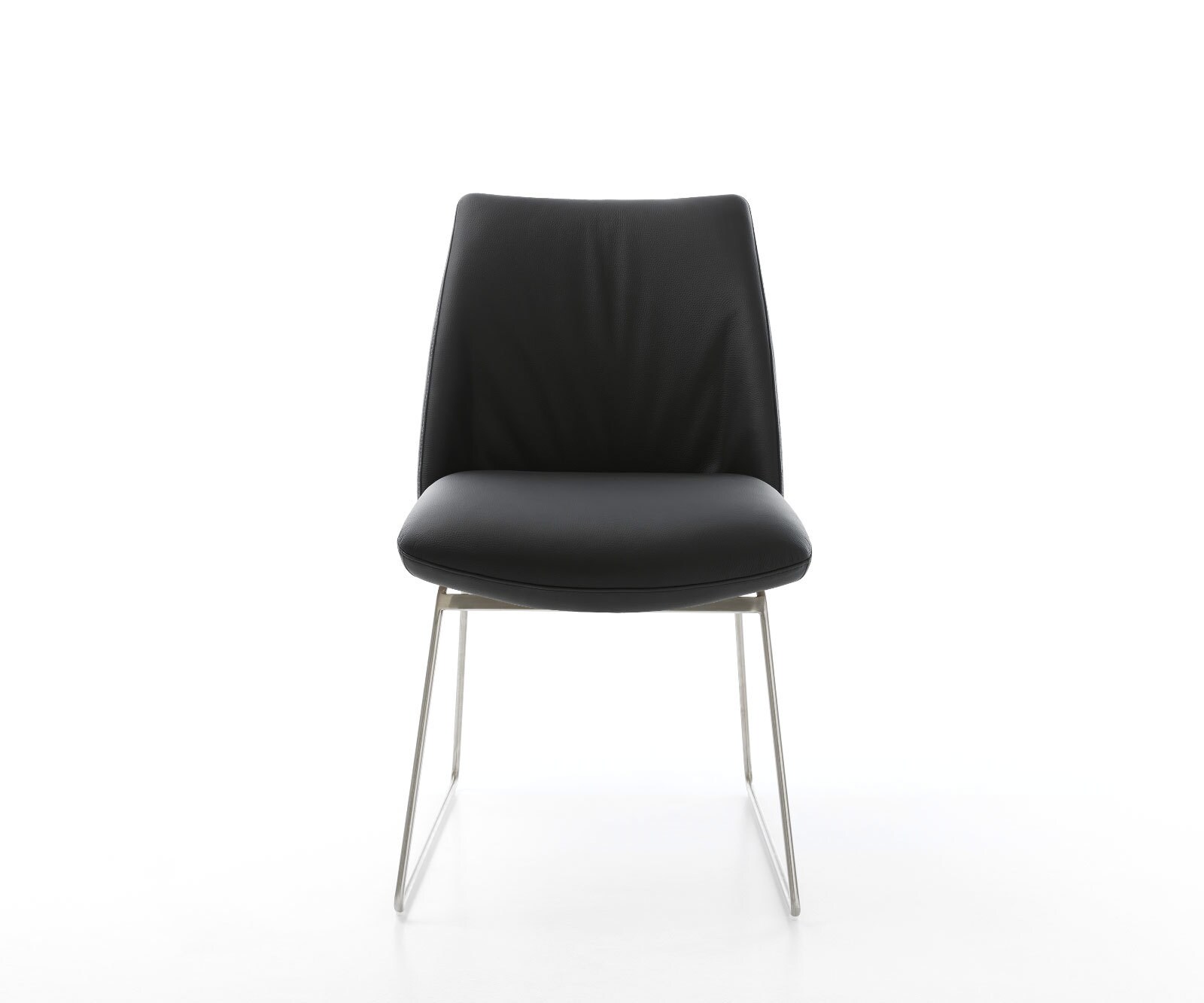 Трапезен стол Естествена кожа Черен Извити крака Неръждаема стомана Покет пружина Elso-Flex 2