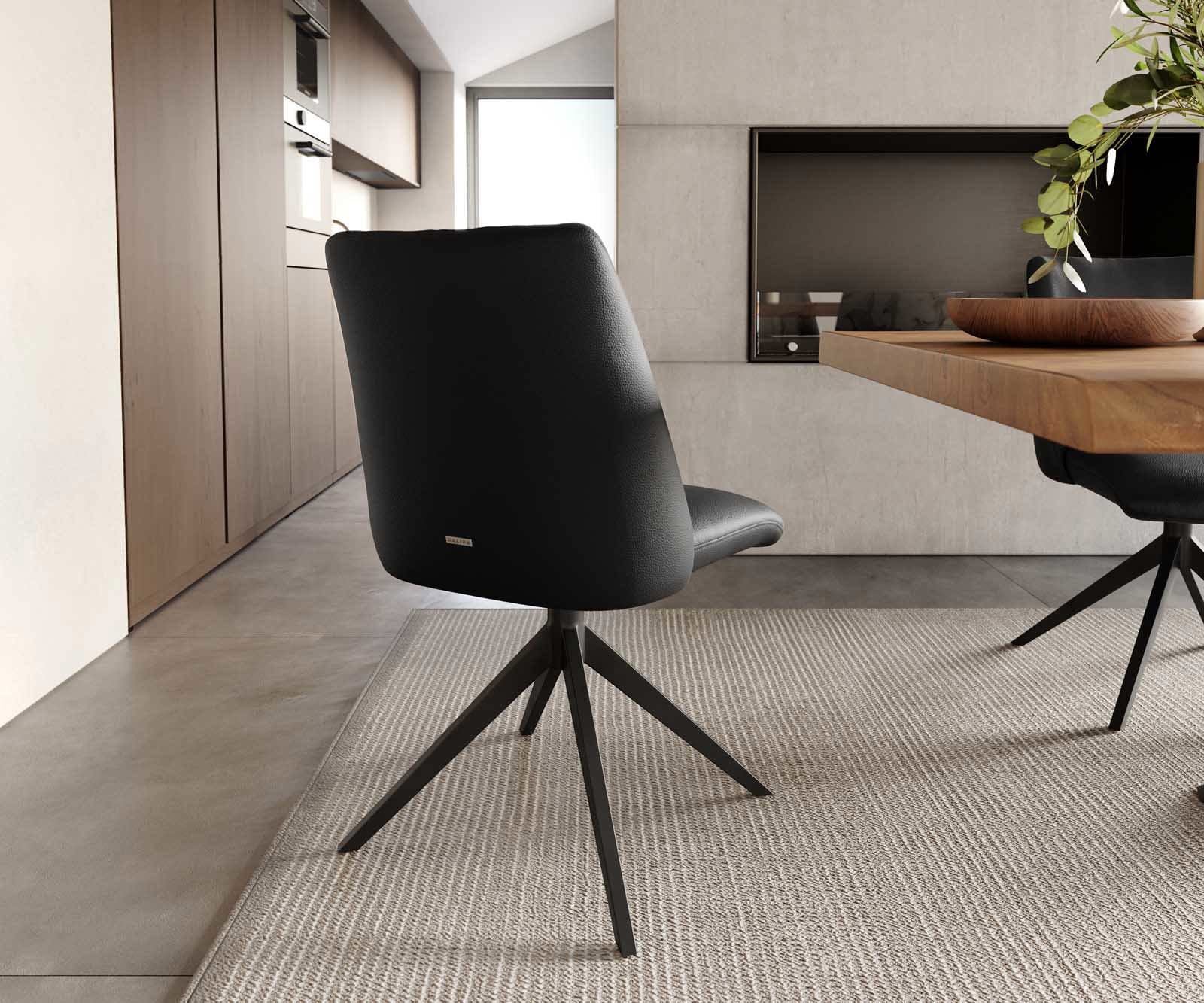 Врътящ се стол Естествена кожа Черен Конус крак плосък Черен 360° въртящ се Покет пружина Elso-Flex 3 Врътящ се стол Естествена кожа Черен Конус крак плосък Черен 360° въртящ се Покет пружина Elso-Flex 3