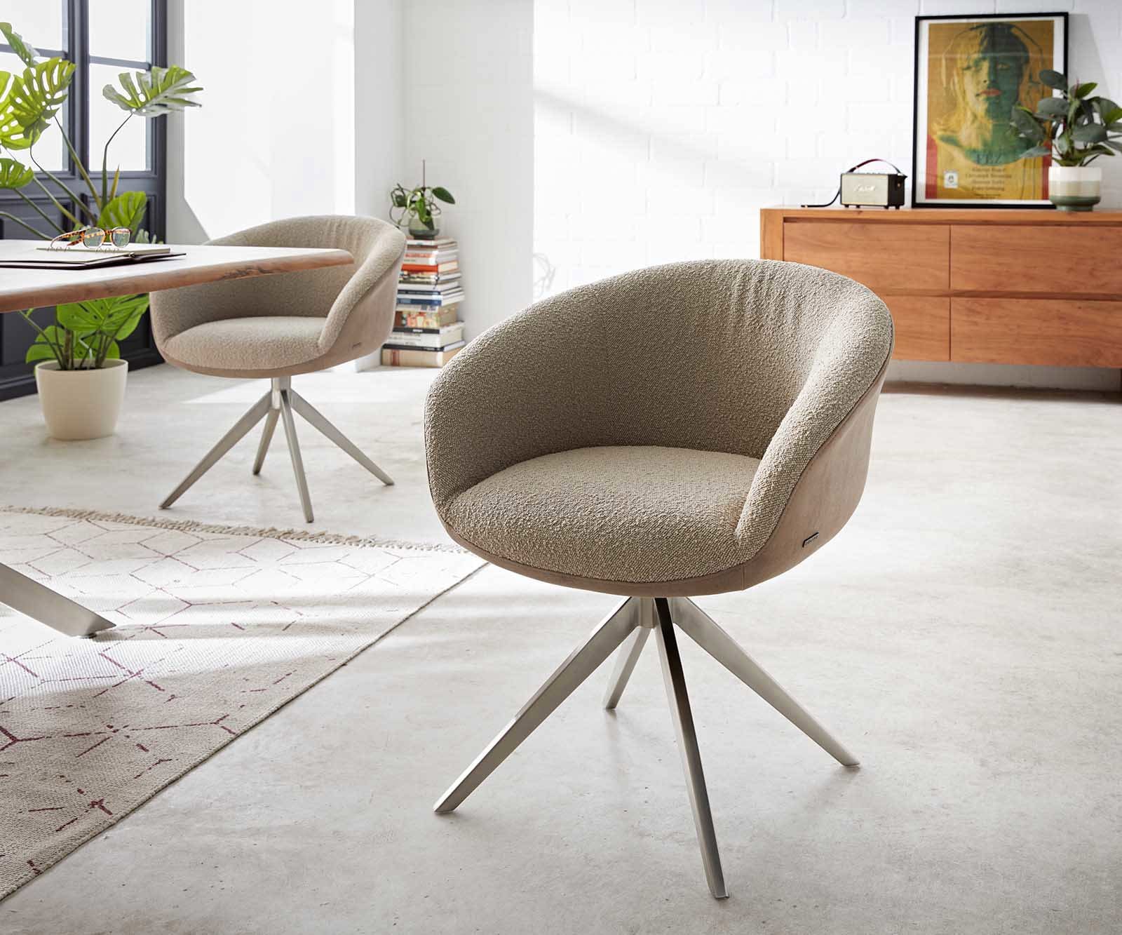 Врътящ се стол с подлакътници Комбинация от дамаски Сиво-Кафяв Конус крак плосък Неръждаема стомана 360° въртящ се Покет пружина Vinka-Flex Врътящ се стол с подлакътници Комбинация от дамаски Сиво-Кафяв Конус крак плосък Неръждаема стомана 360° въртящ се Покет пружина Vinka-Flex