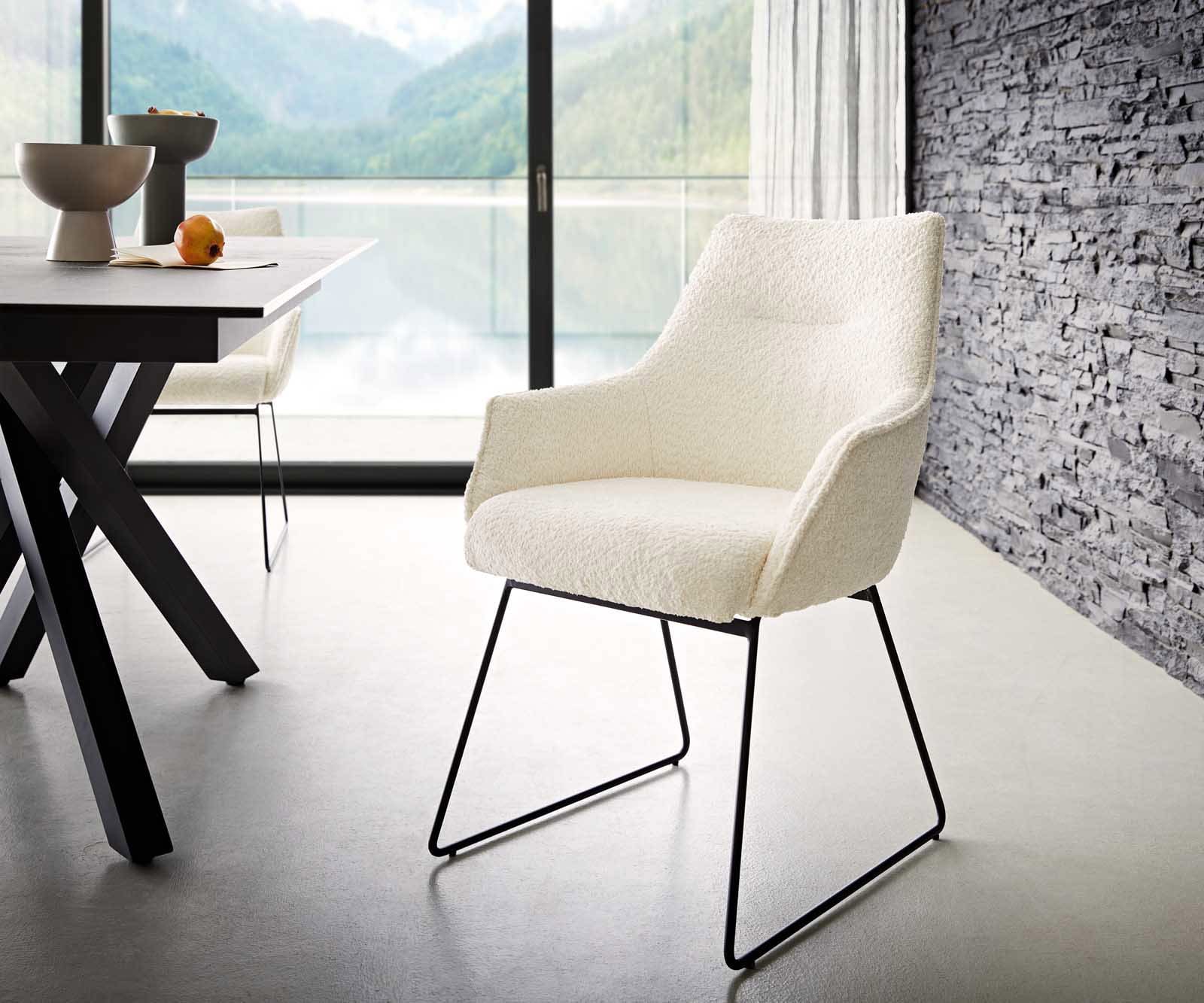 Стол Букле Бяло Извити крака Черни Покет пружина Alja-Flex Стол Букле Бяло Извити крака Черни Покет пружина Alja-Flex