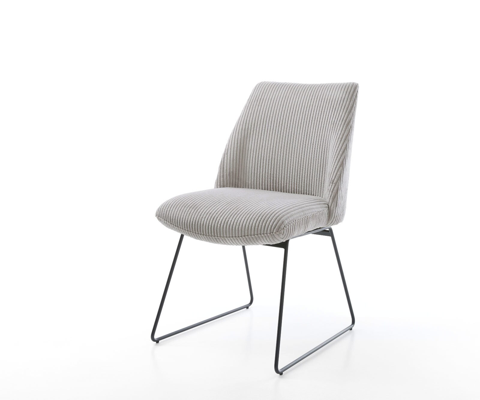 Трапезен стол Корд СребристСив Извити крака Черен Покет пружина Elso-Flex 1