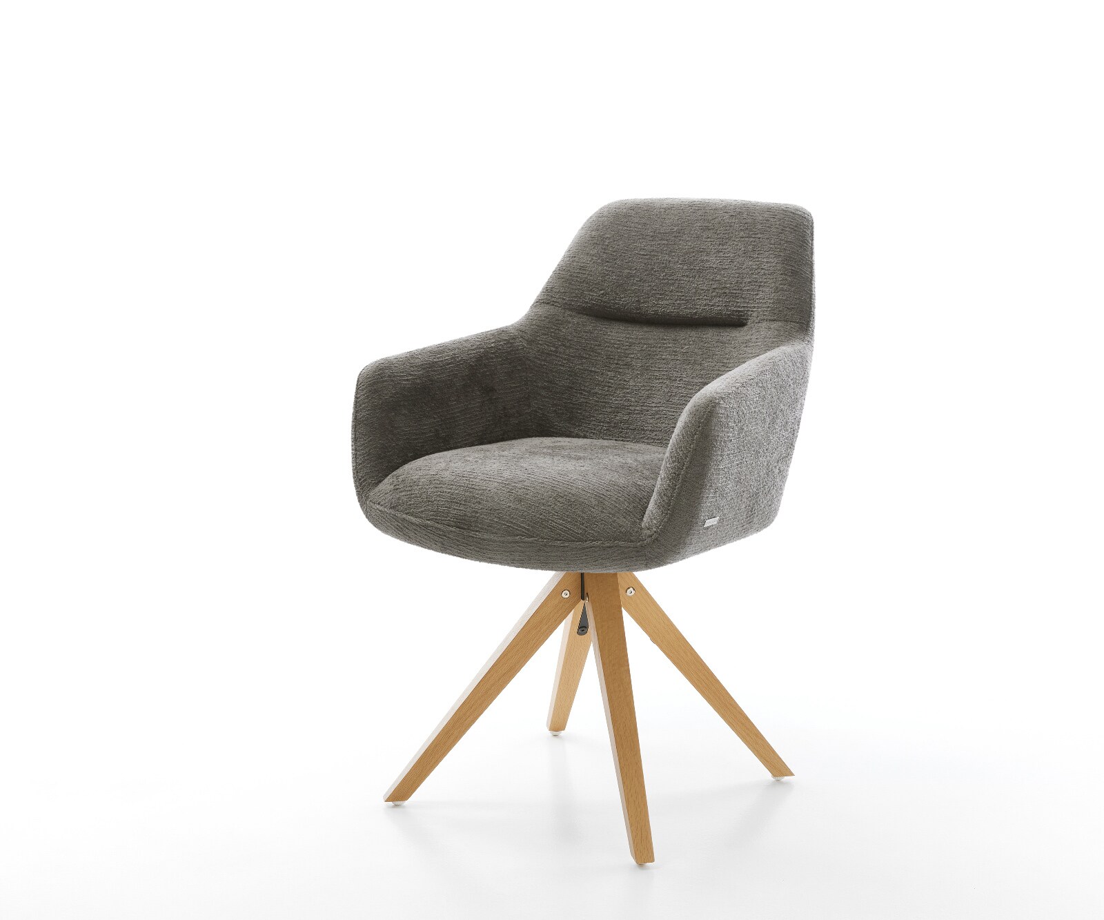 Въртящ се стол Pejo-Flex Bouclé Soft Mud Дървена рамка ъглова естествена 180° въртене Ядро от джобни пружини 1