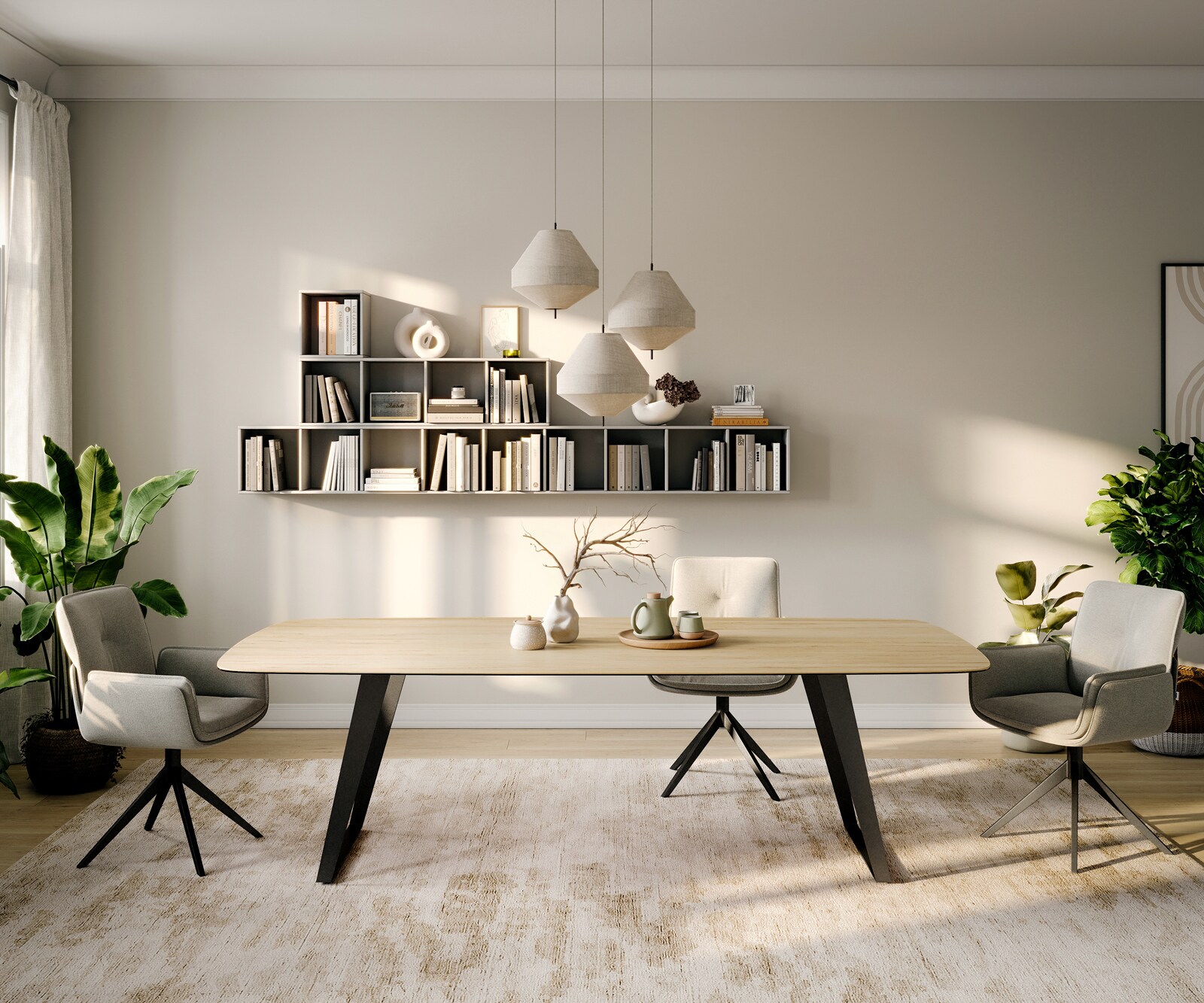 Трапезна маса Edge Boot 260x120 см, керамика Laminam „®“, цвят „Sabbia“ (дъбов), метал, наклонена, черна 2