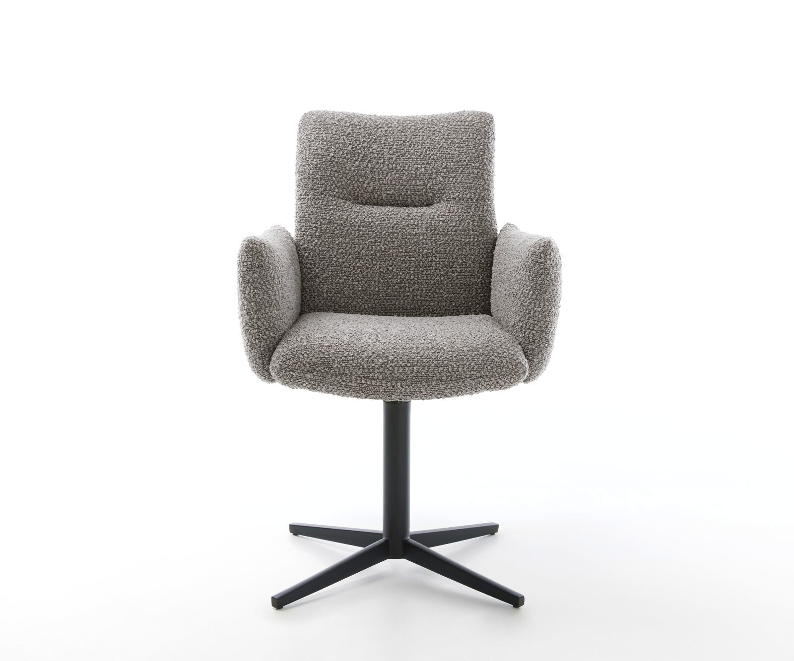 Врътящ се стол с подлакътници Букле СребристСив Офис основа Черен 360° въртящ се Покет пружина Jova-Flex 2