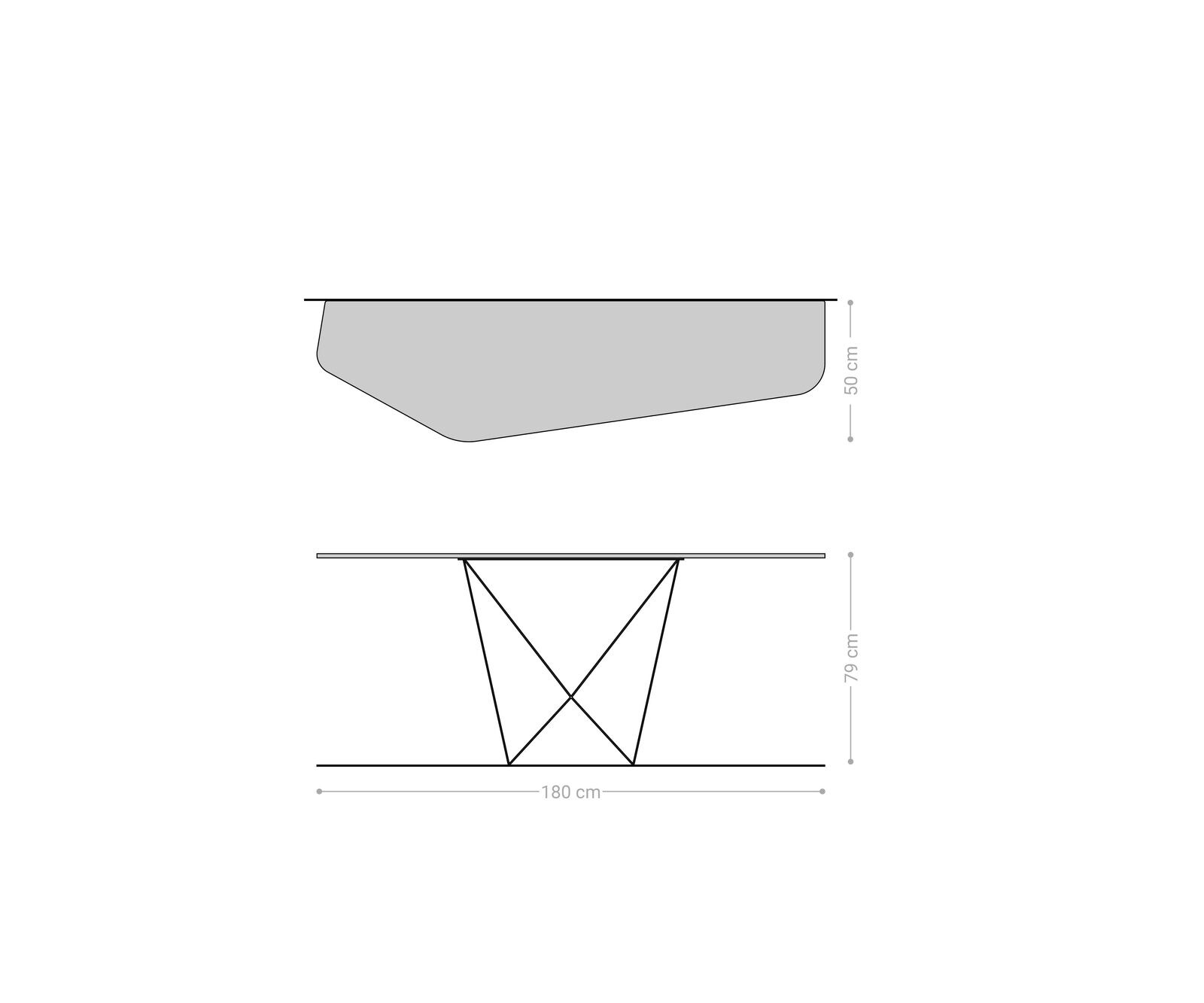 Конзолна маса Edge Polygonal 180x50 см, керамика и бетон в сиво, метал Spios в черно 8