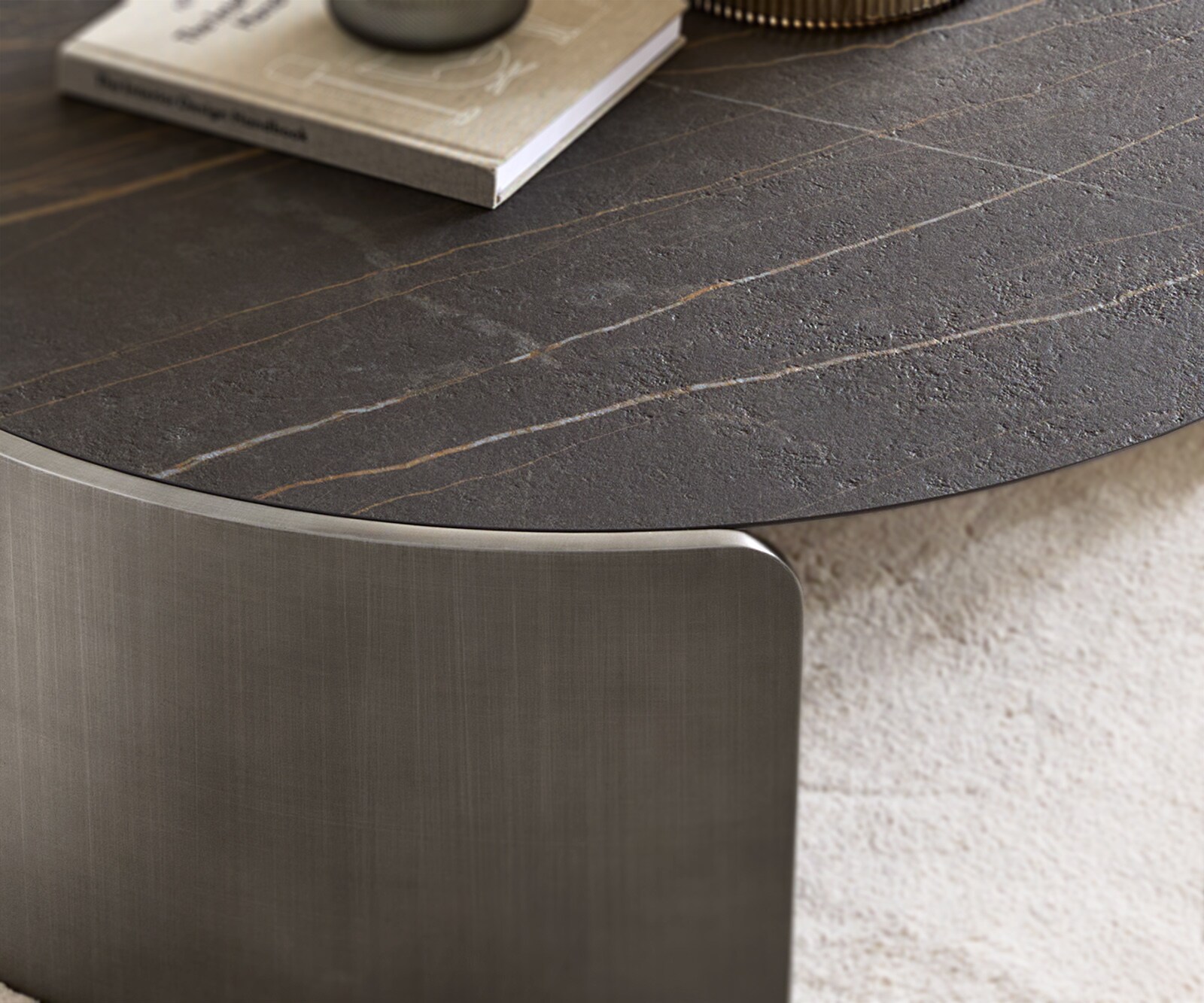 Масичка за кафе Haru 90x35 cm Ceramic Laminam® Noir Desir Brown Metallic Silver 3