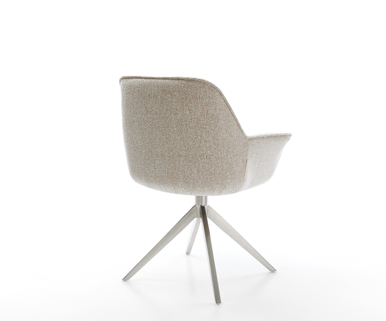 Въртящ се стол Keila-Flex с подлакътници Мека бежова тъкан Кръстосана рамка широка Неръждаема стомана Въртене на 360° Люлееща се функция 4