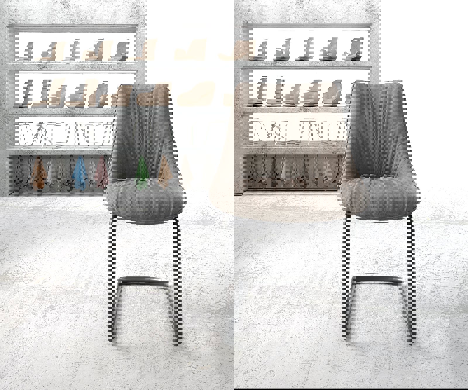 Стол с конзола Elda-Flex от микрофибър taupe винтидж стол с конзола кръгъл черен 2