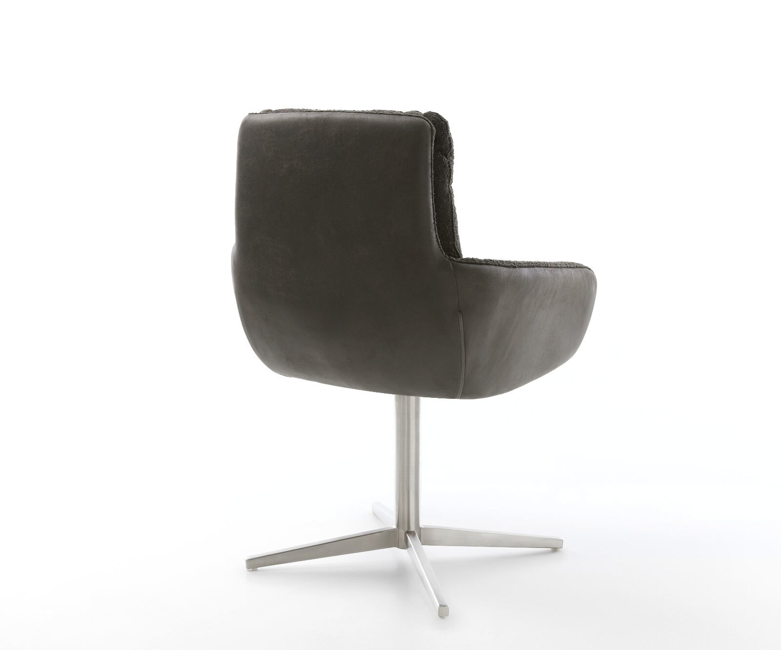 Врътящ се стол с подлакътници Комбинация от дамаски Черен Офис основа Неръждаема стомана 360° въртящ се Abelia-Flex 4 Врътящ се стол с подлакътници Комбинация от дамаски Черен Офис основа Неръждаема стомана 360° въртящ се Abelia-Flex 4