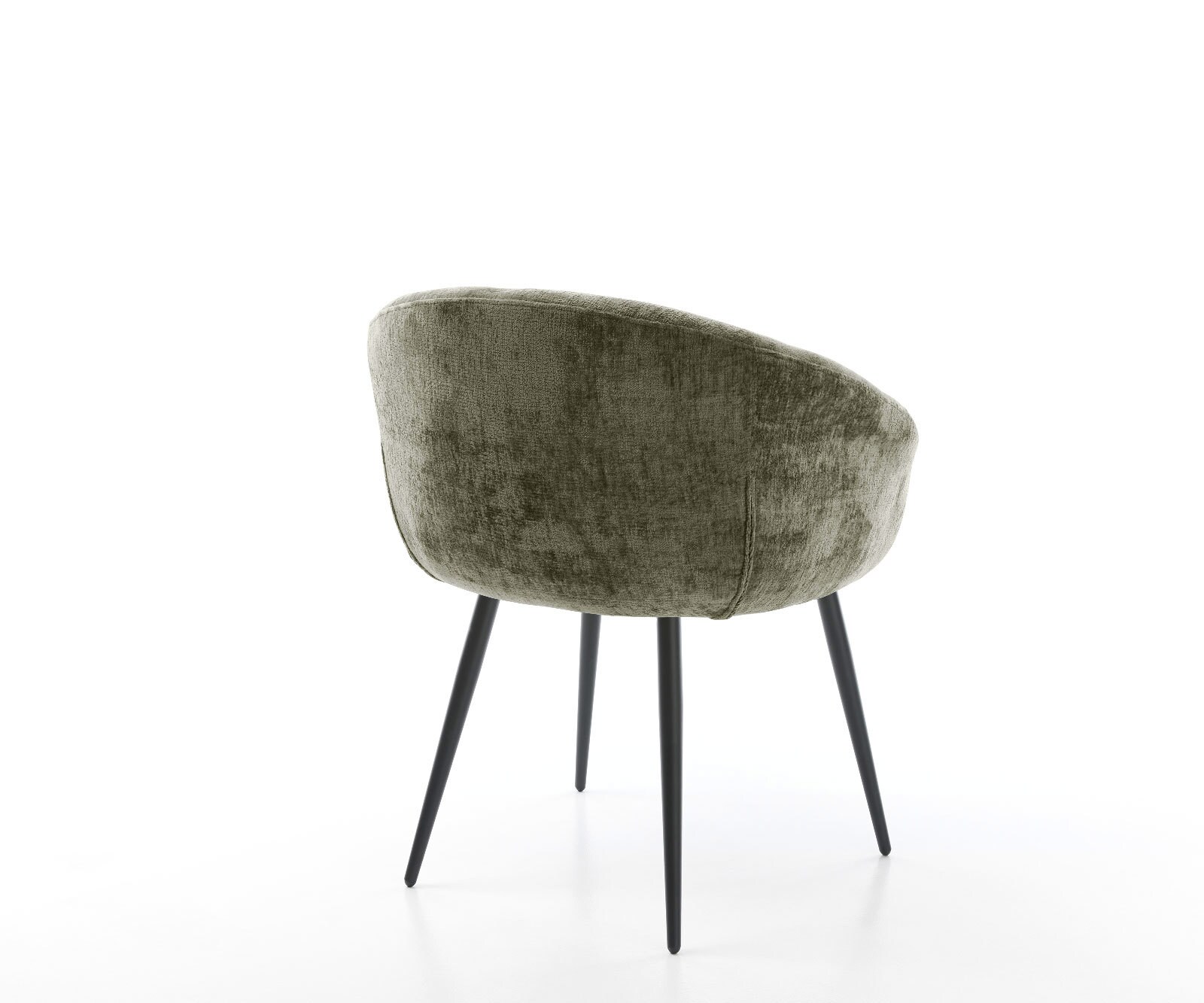 Трапезен стол с подлакътници Шенил Маслина 4 крака конични Черен Покет пружина Vinka-Flex 5