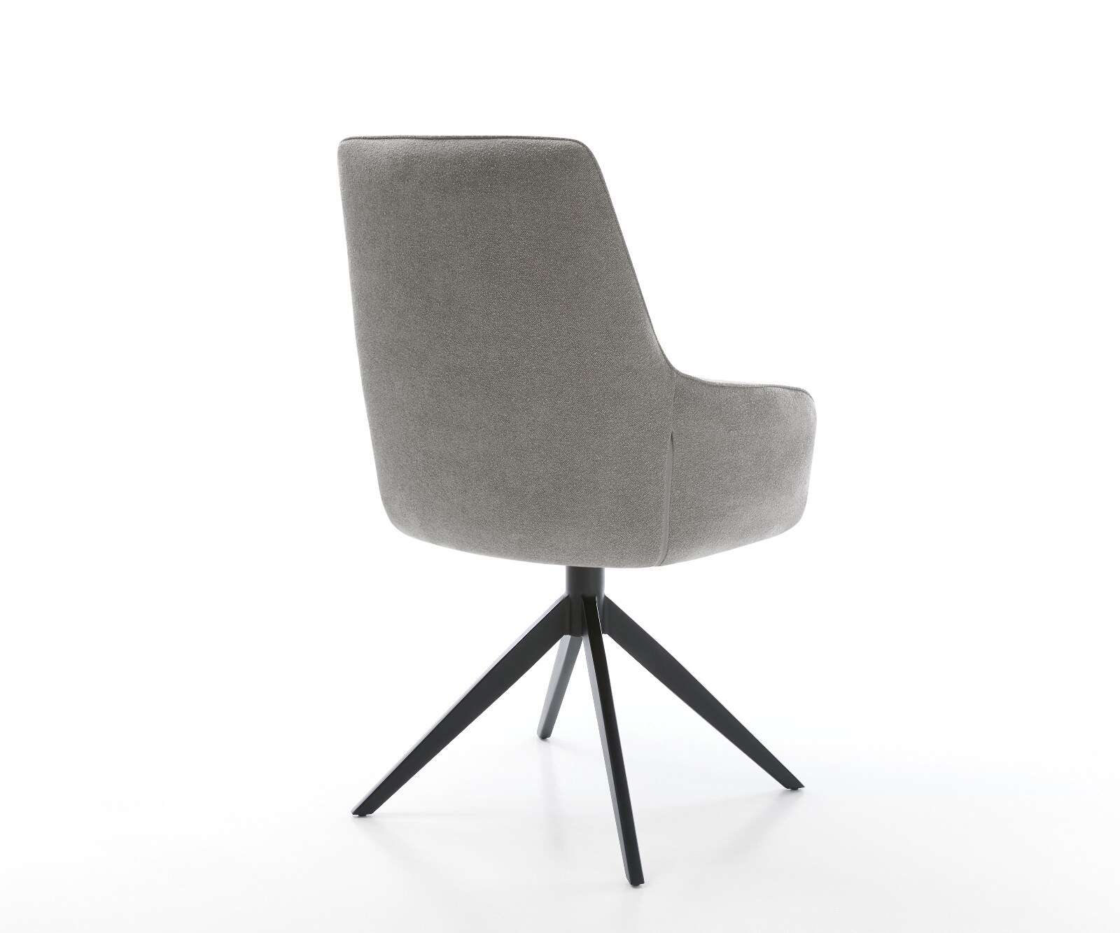 Въртящ се стол Zelia-Flex с подлакътници Текстурирана тъкан меко сиво Кръстосана рамка широка черна Въртене на 360° Люлееща се функция Ядро от джобни пружини 4