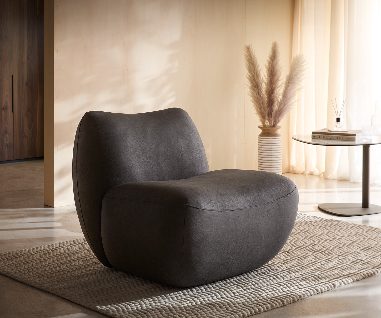 Кресло Zena 75x85 cm микрофибър антрацит реколта 1